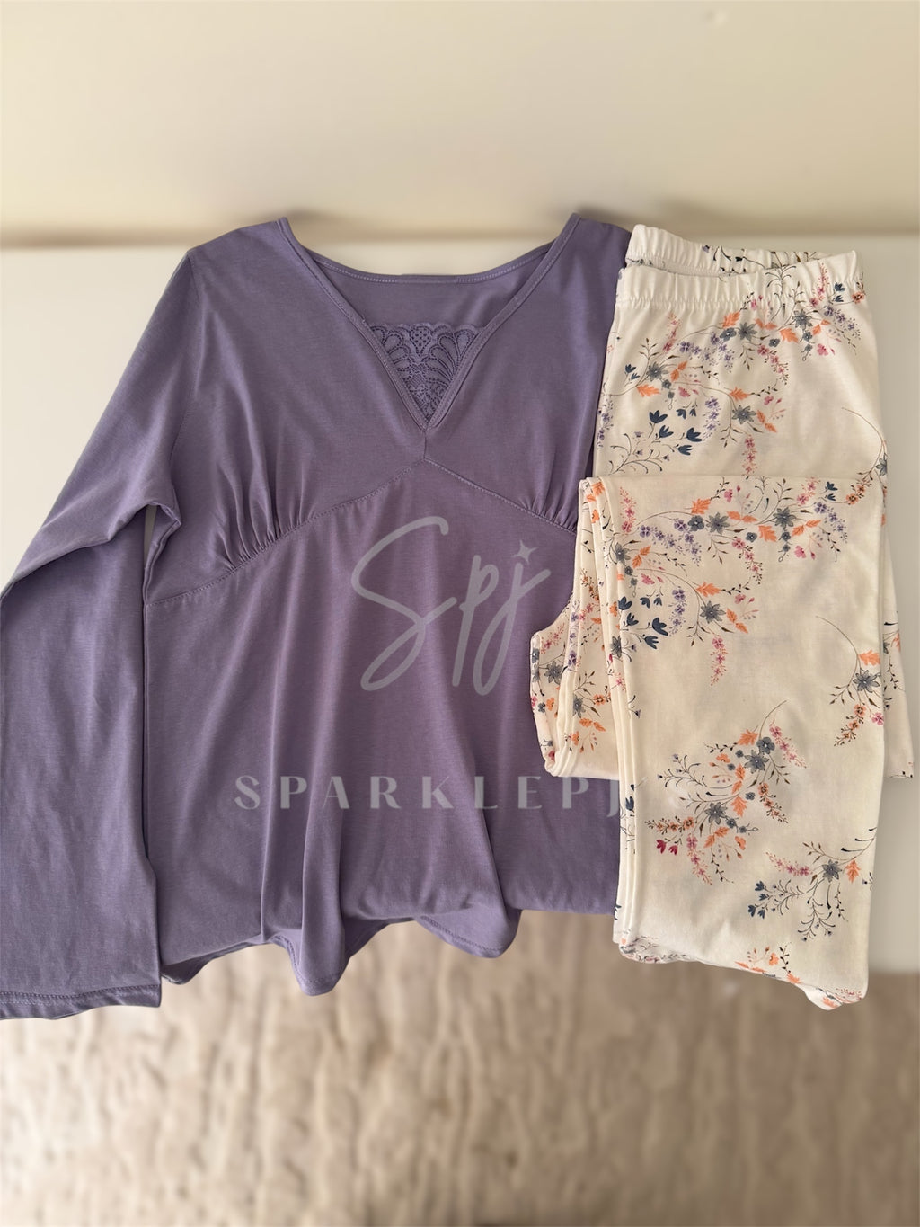 Elegant Lace Touch Pajama (Long-Sleeve)
