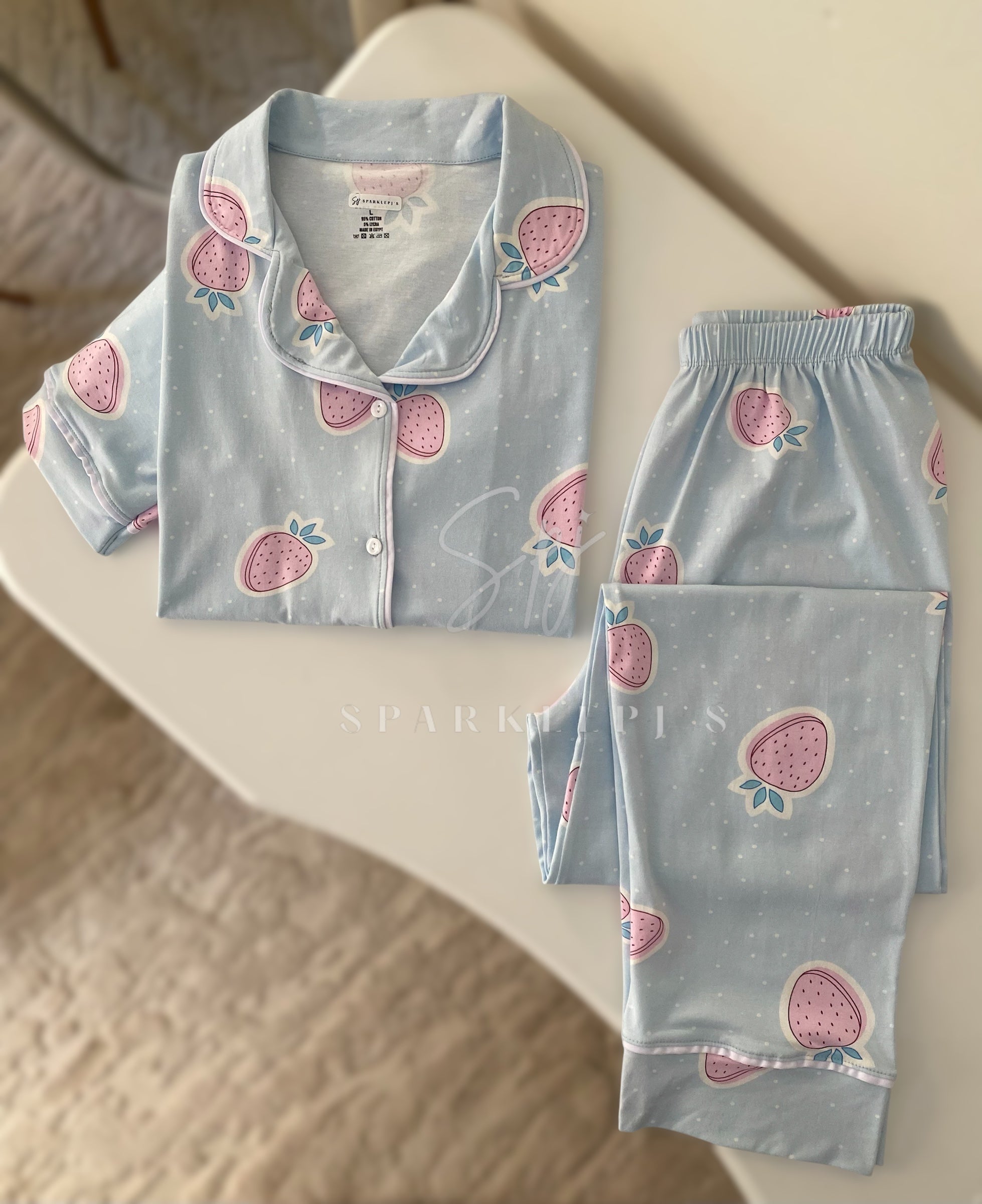 Baby Blue Strawberry Pajama Set