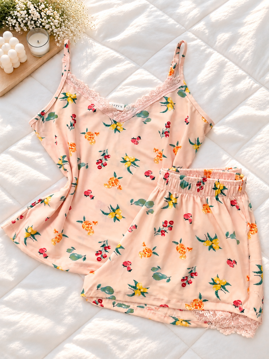 Capri Fruit Lace Shorts Set