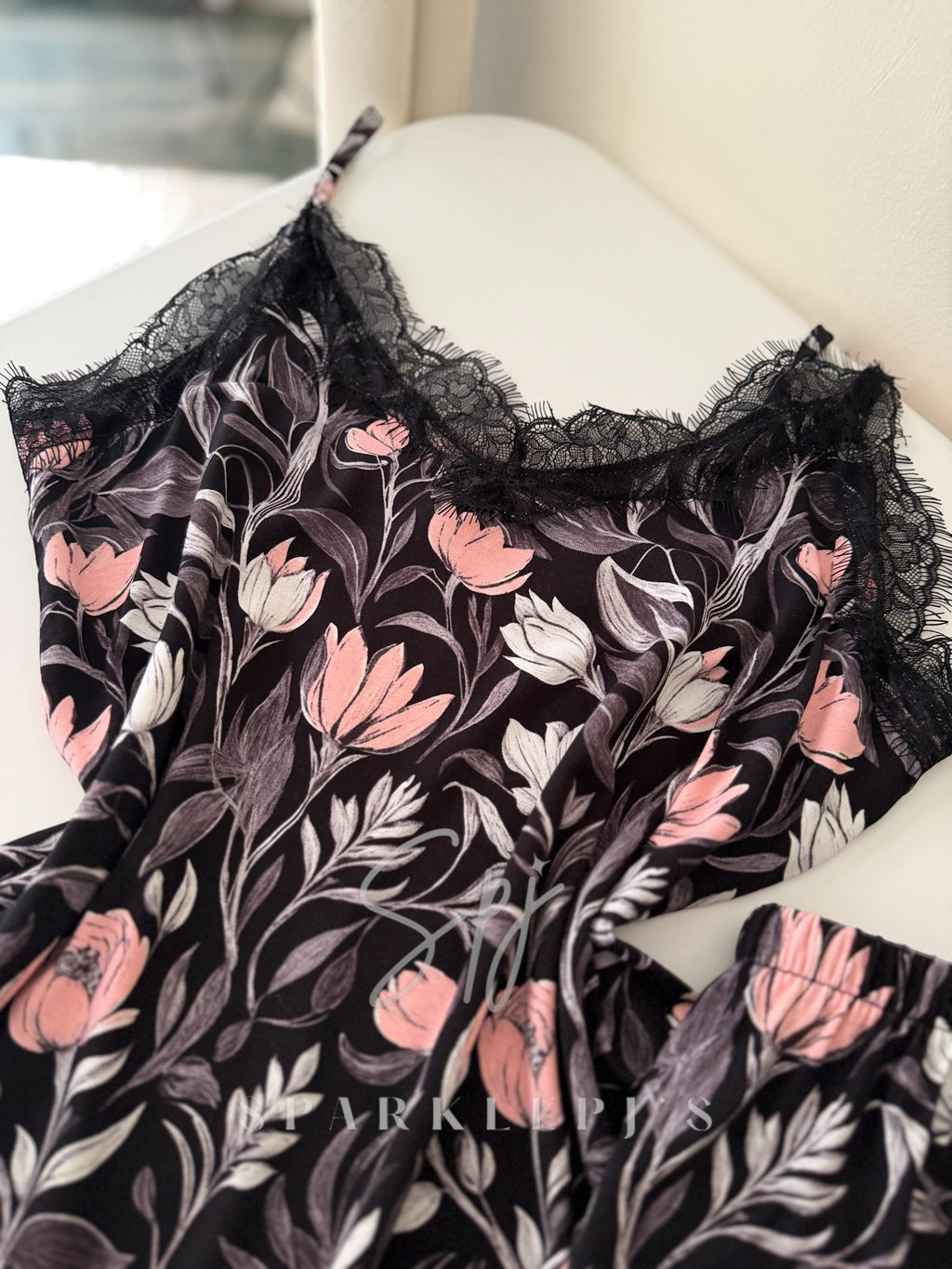 Floral Lace Short Pajama Set