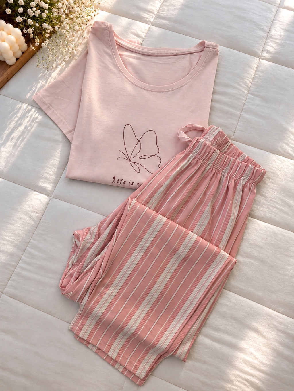 Butterfly Stripe Pajama Set