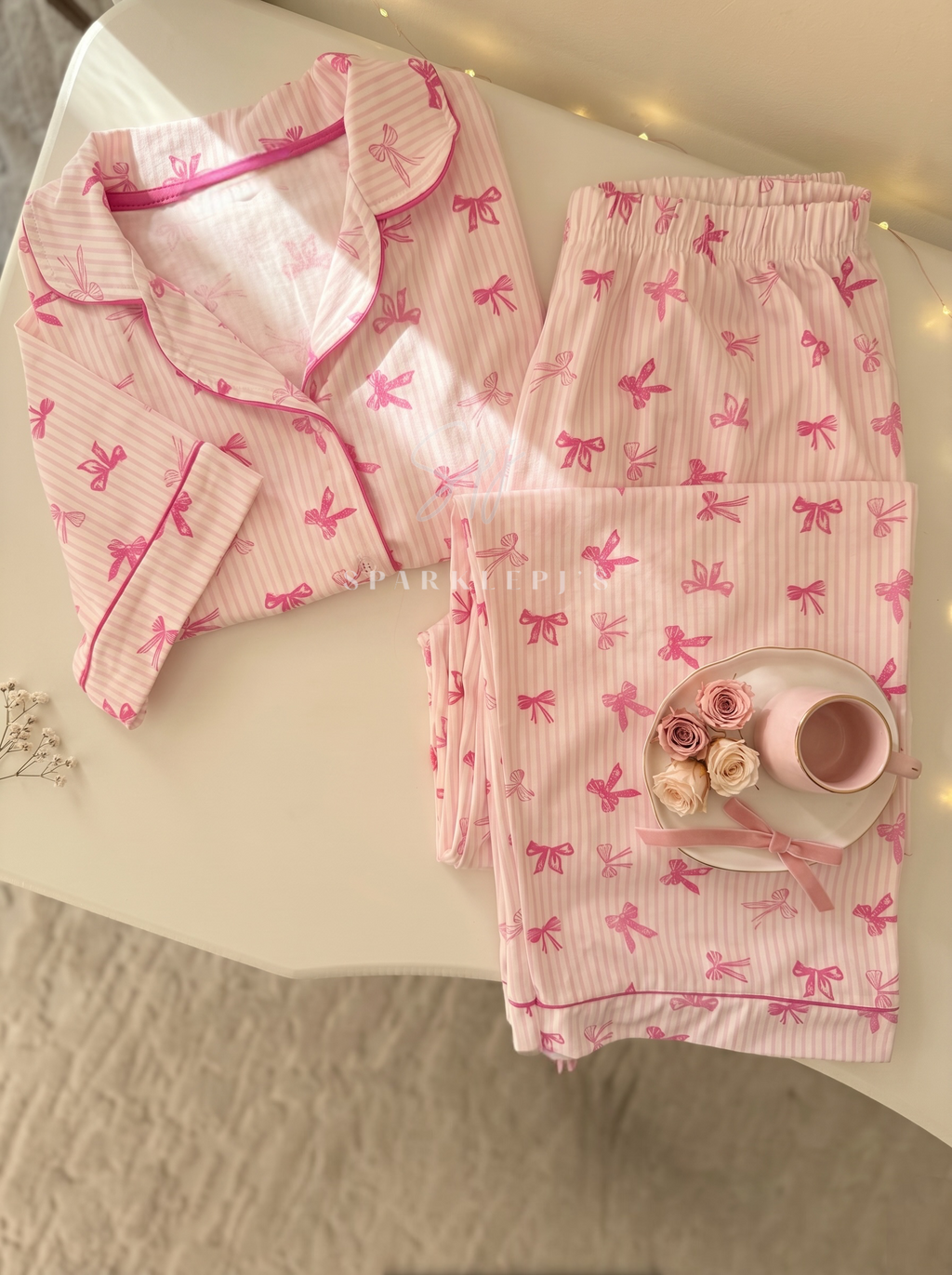 Sweet Bow Button-Up Set