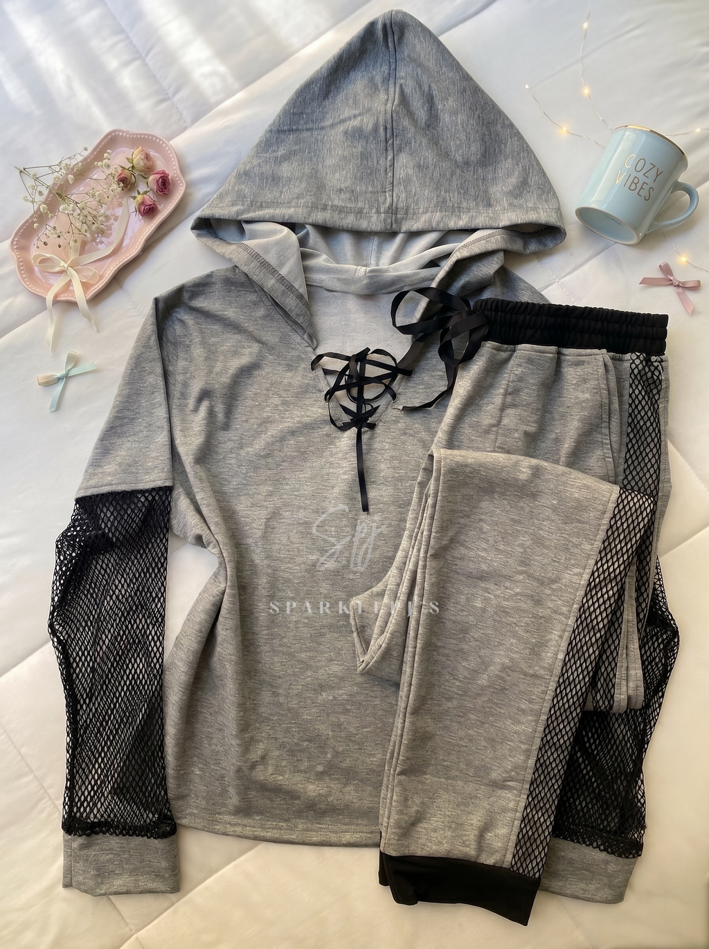 Grey Edge Pajama Set