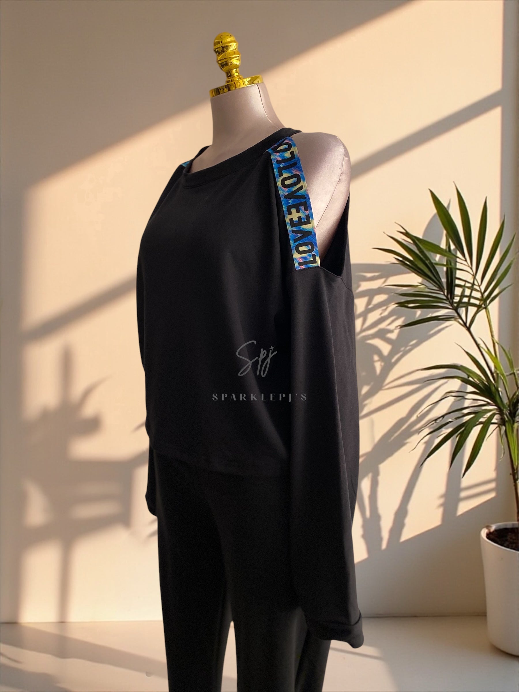 Love Tape Off-Shoulder Pajama Set