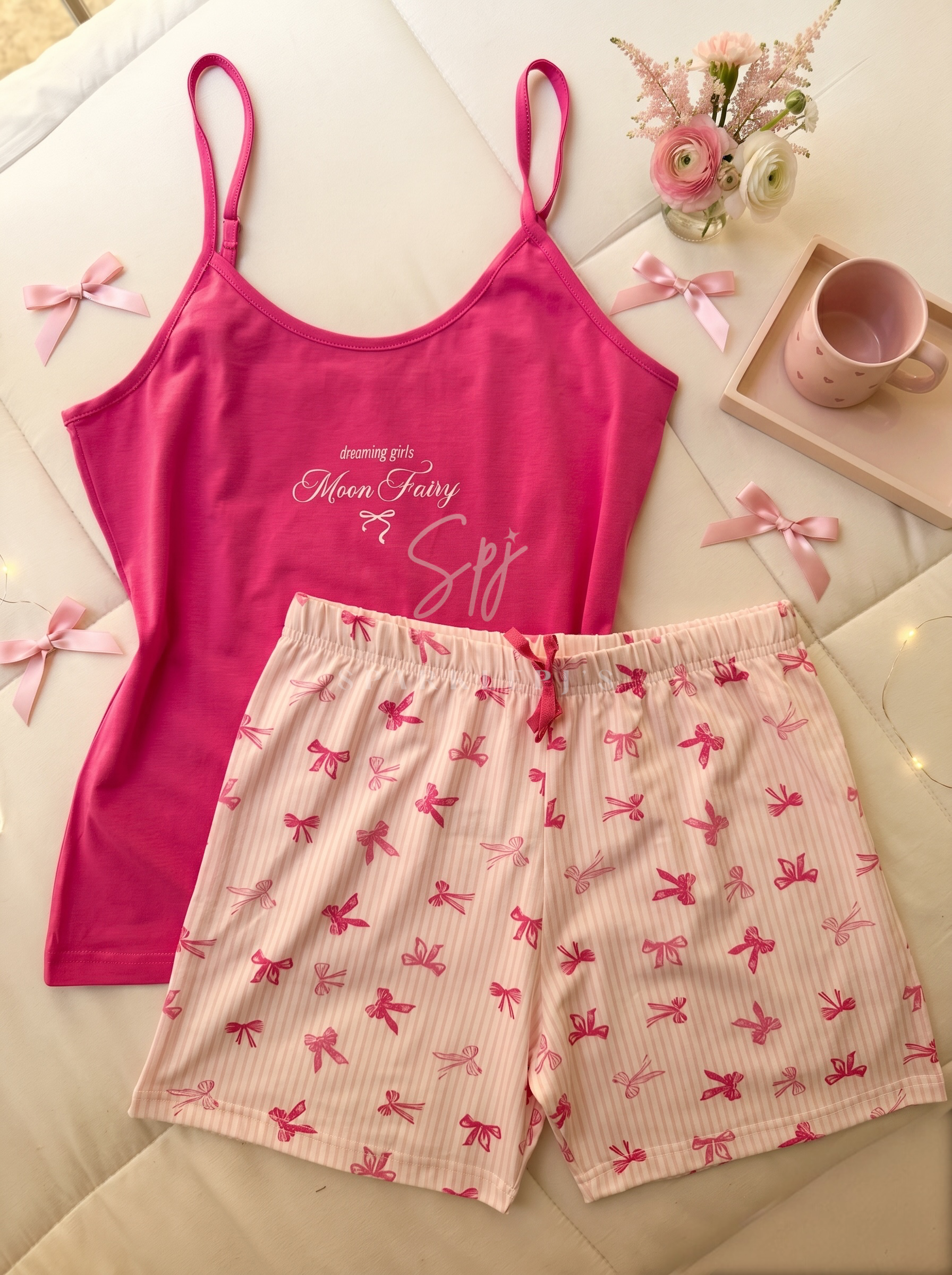 Sweet Ribbon Short Pajama Set