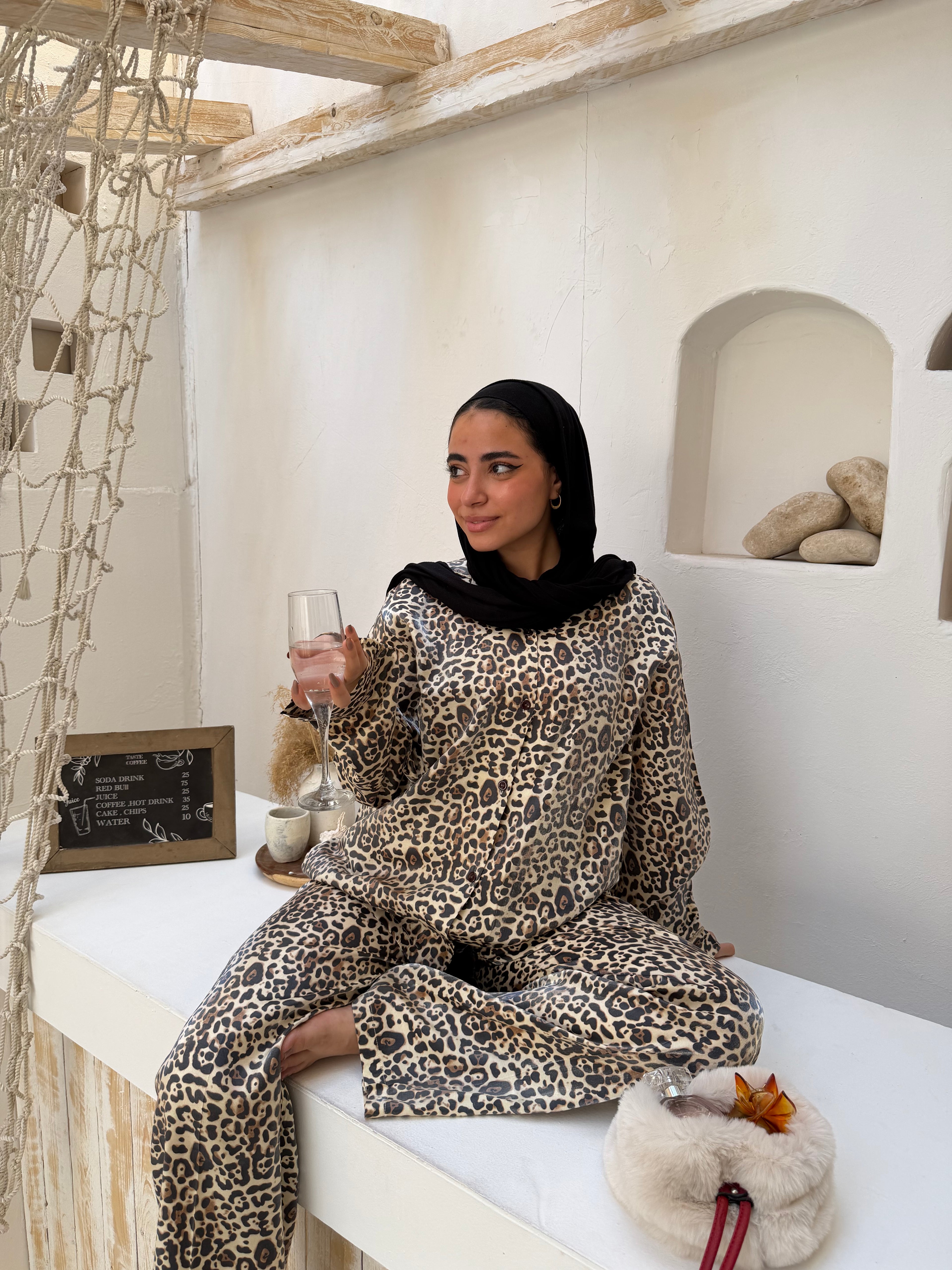 Golden Leopard Satin Pajama