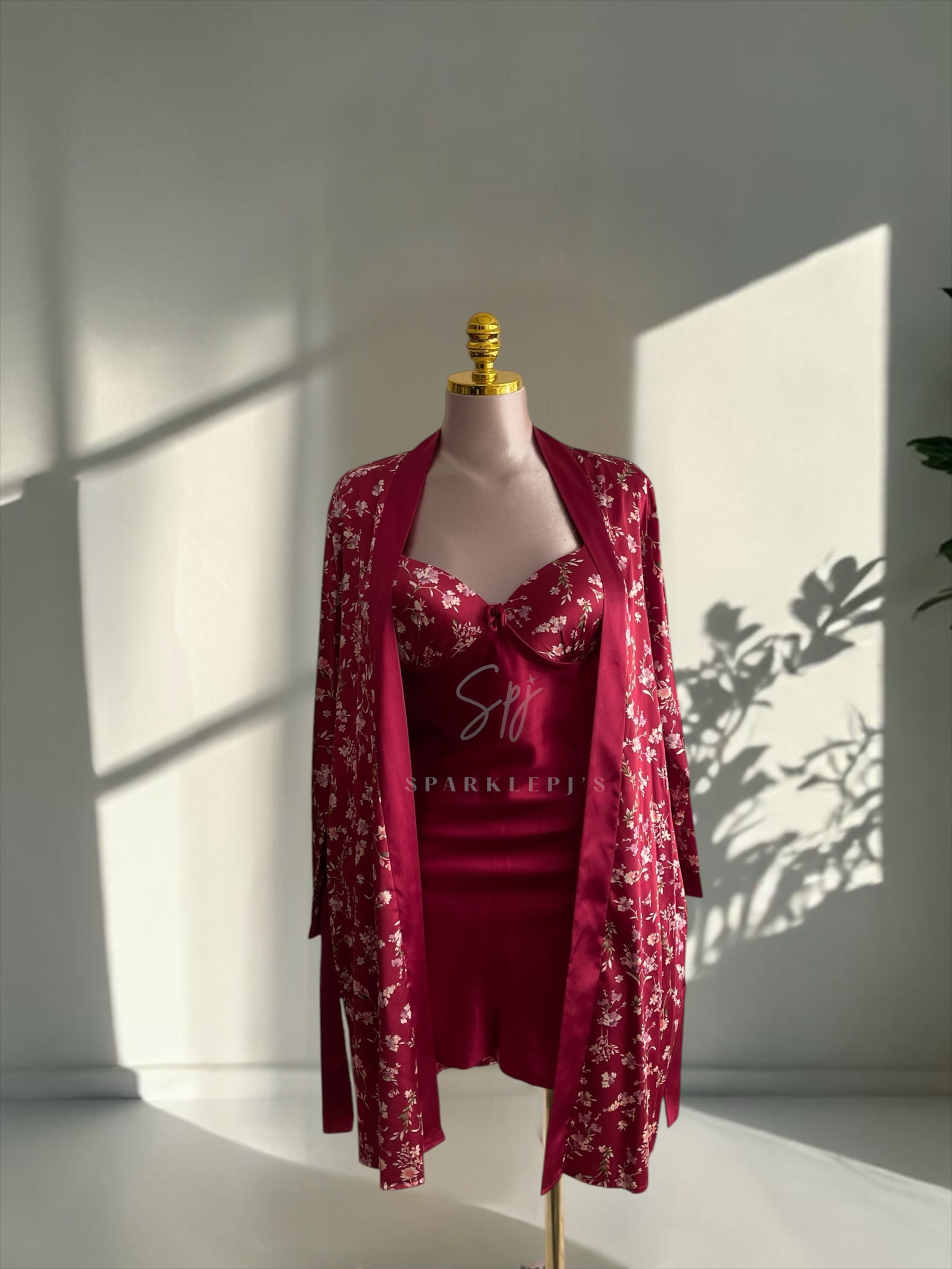 Floral Satin Robe Set