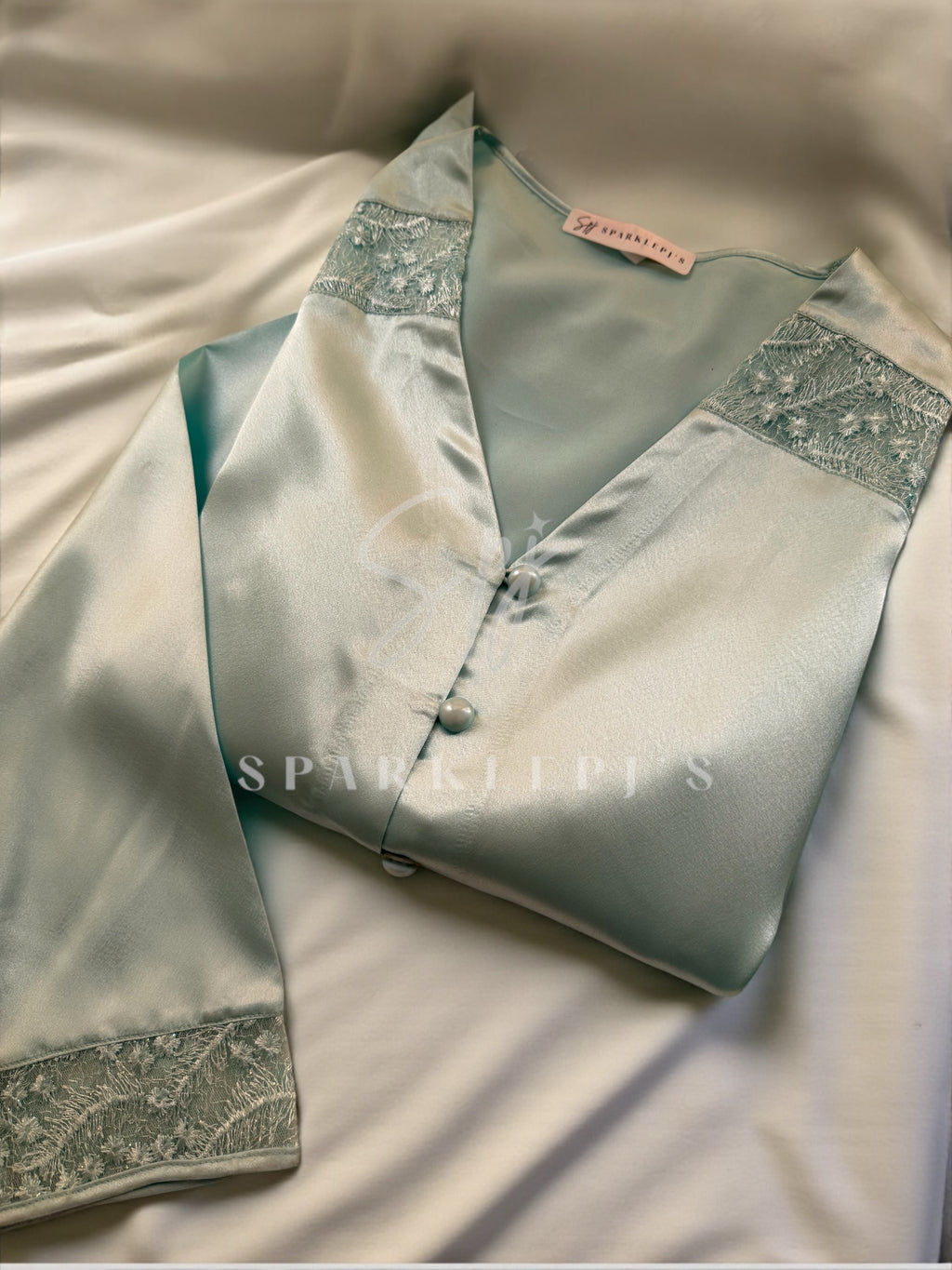 Elegant Satin Lace Pajama Set