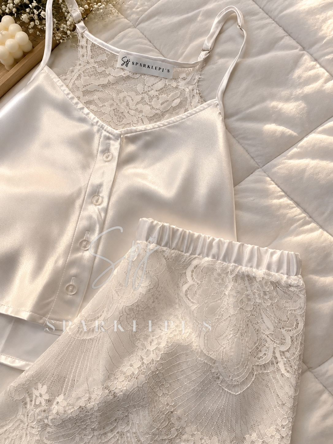 Satin Lace Short Set