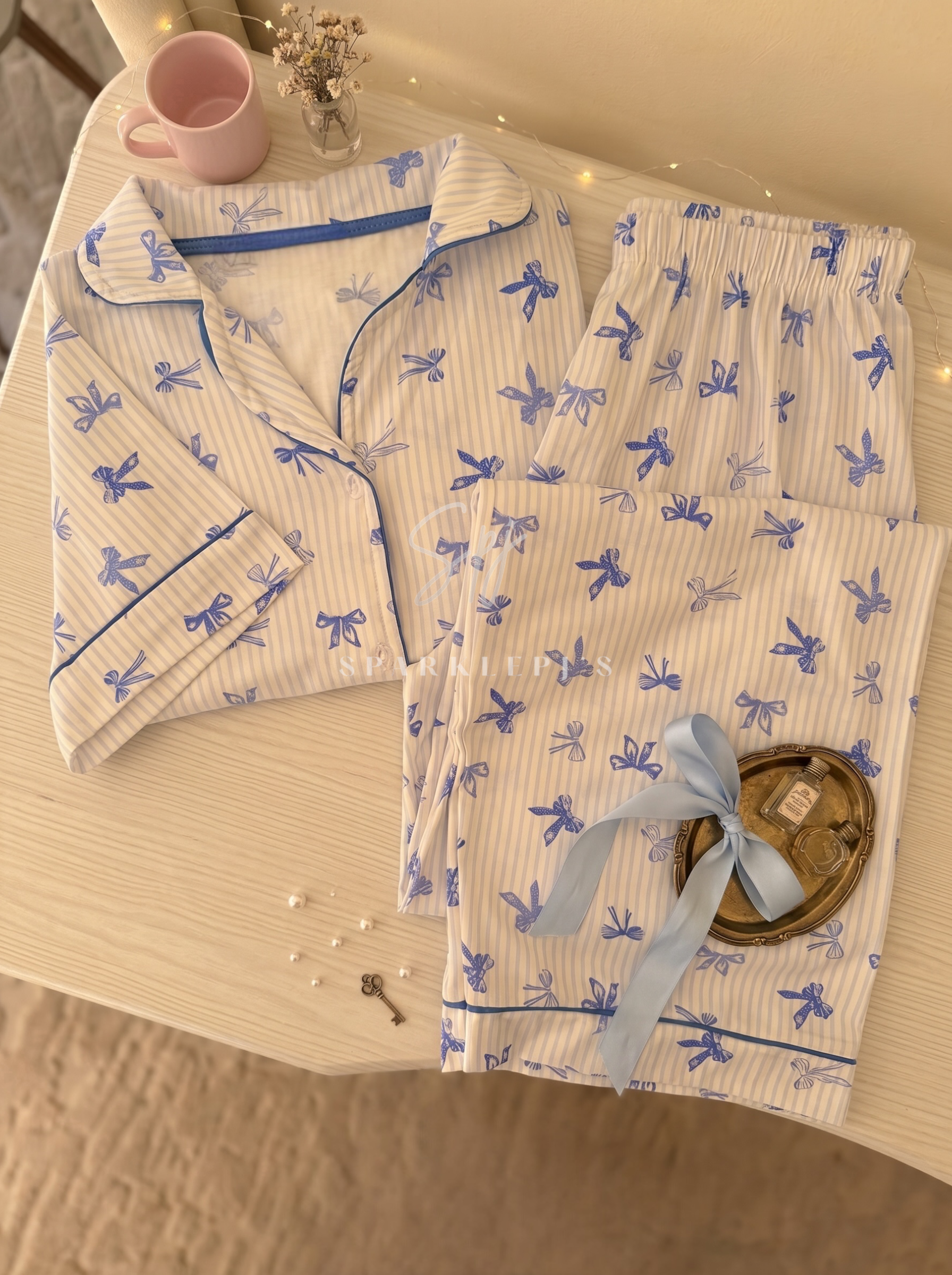 Sweet Bow Button-Up Set