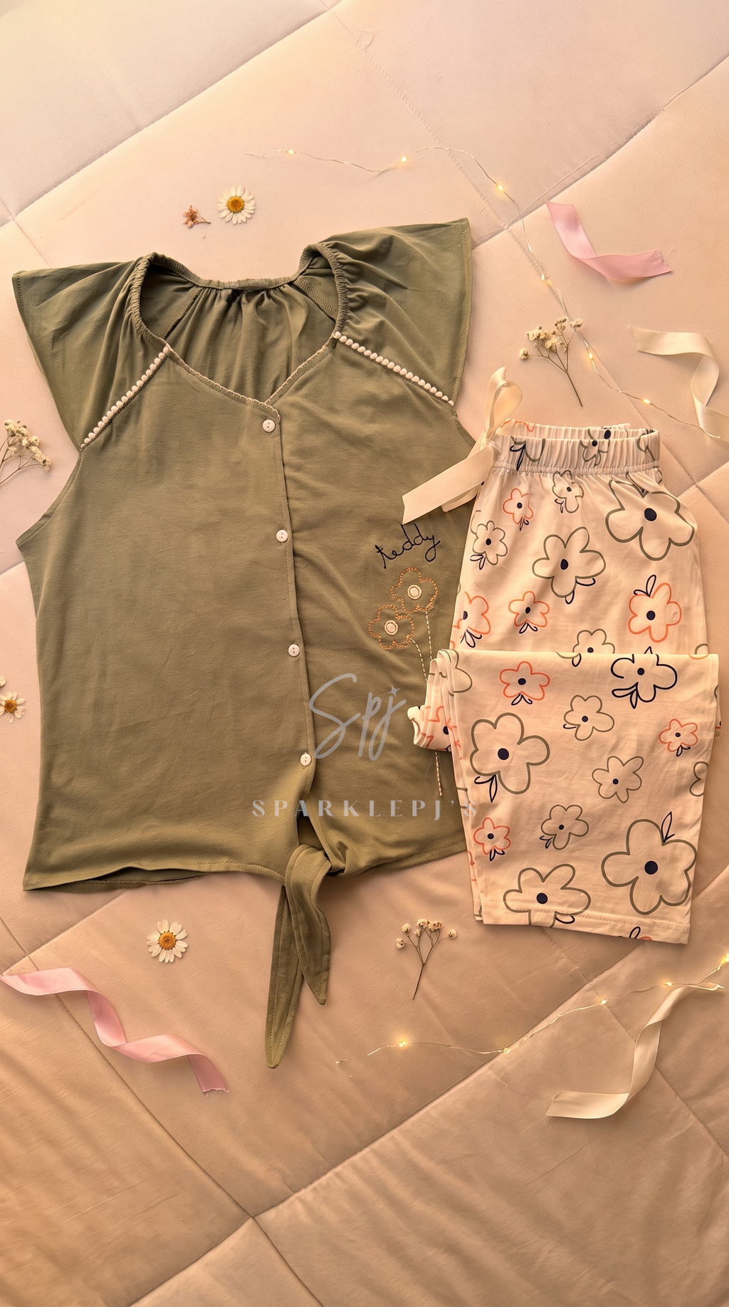 Bloom Tie-Front Pajama Set (Carpi-pants)