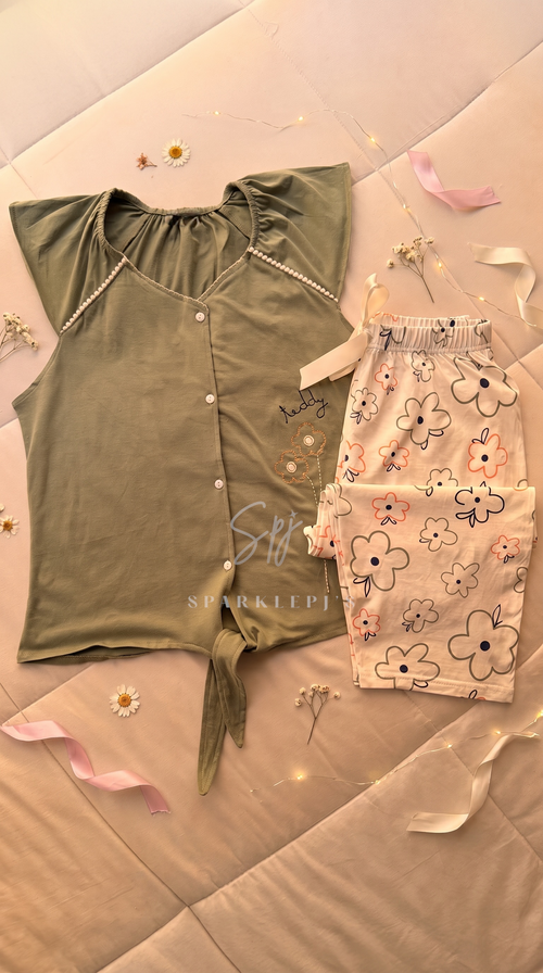 Bloom Tie-Front Pajama Set (Carpi-pants)