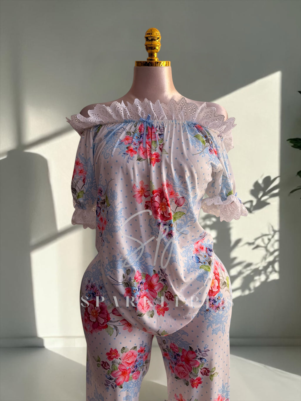 Floral Off-Shoulder Pajama Set