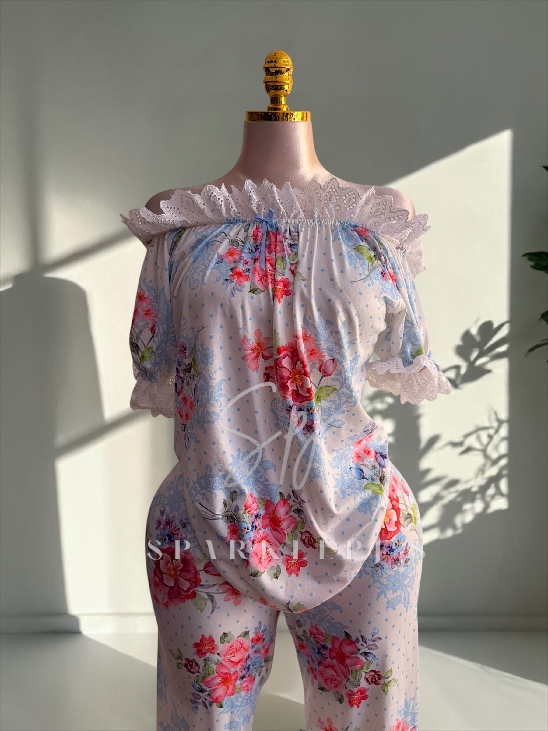 Floral Off-Shoulder Pajama Set