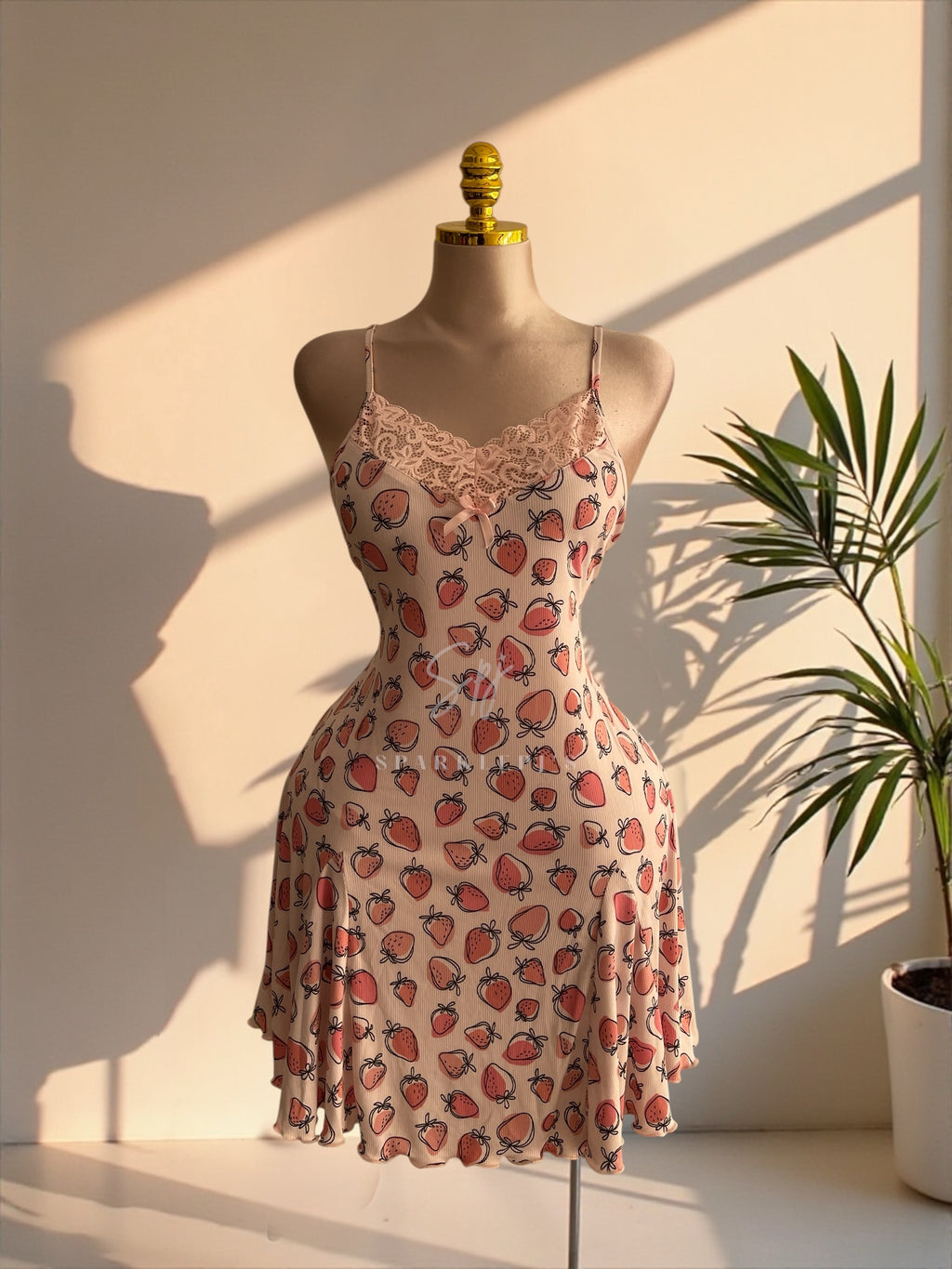 Sweet Strawberry Lace Nightdress
