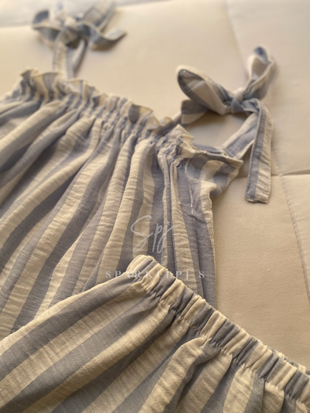 Sweet Bow Striped Pajama Set (Short)