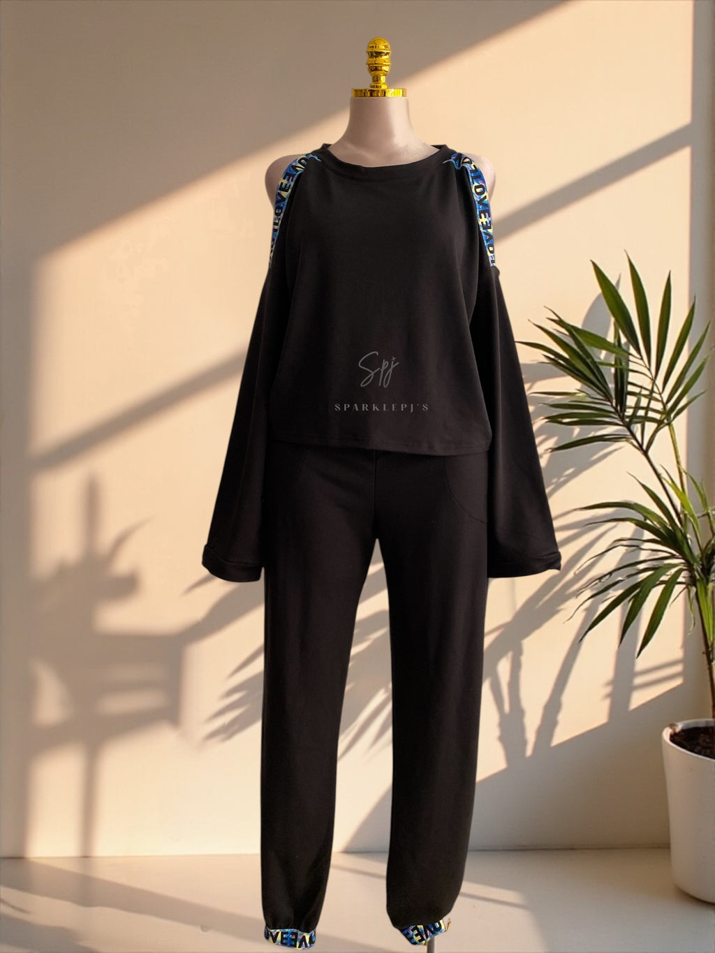 Love Tape Off-Shoulder Pajama Set