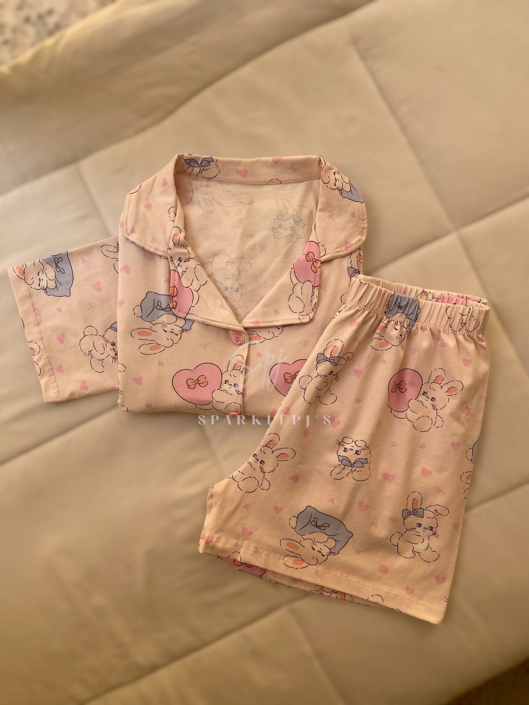 Bunny Hearts Pajama Short Set