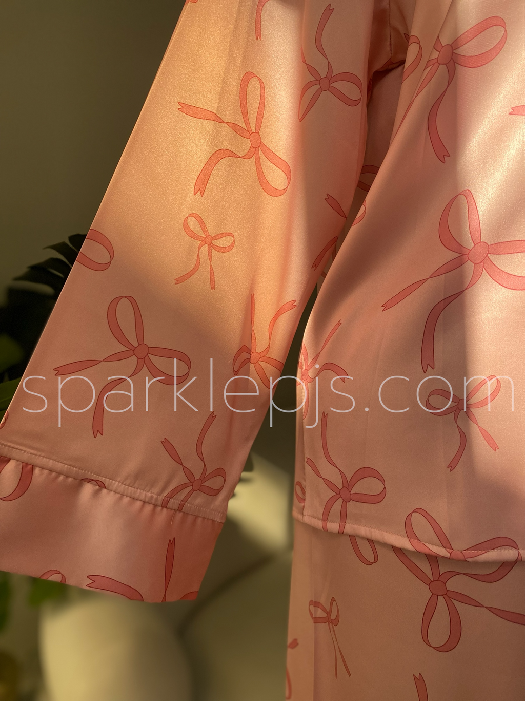 "Ribbon Rhapsody" Blush Satin Pajamas