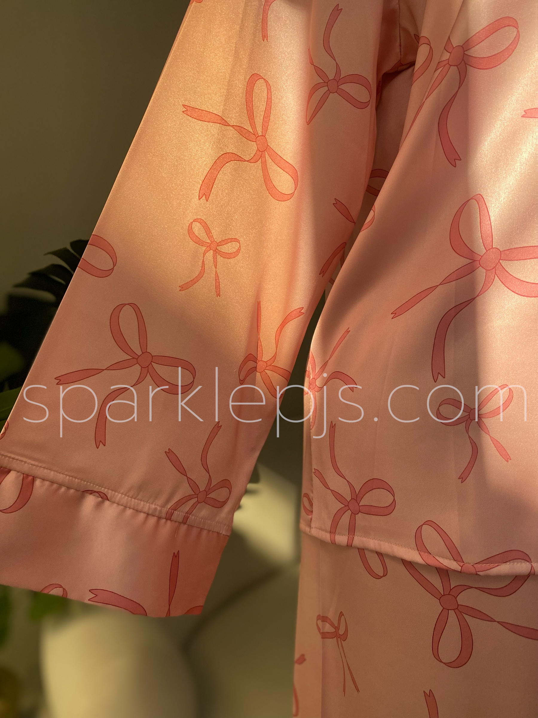"Ribbon Rhapsody" Blush Satin Pajamas