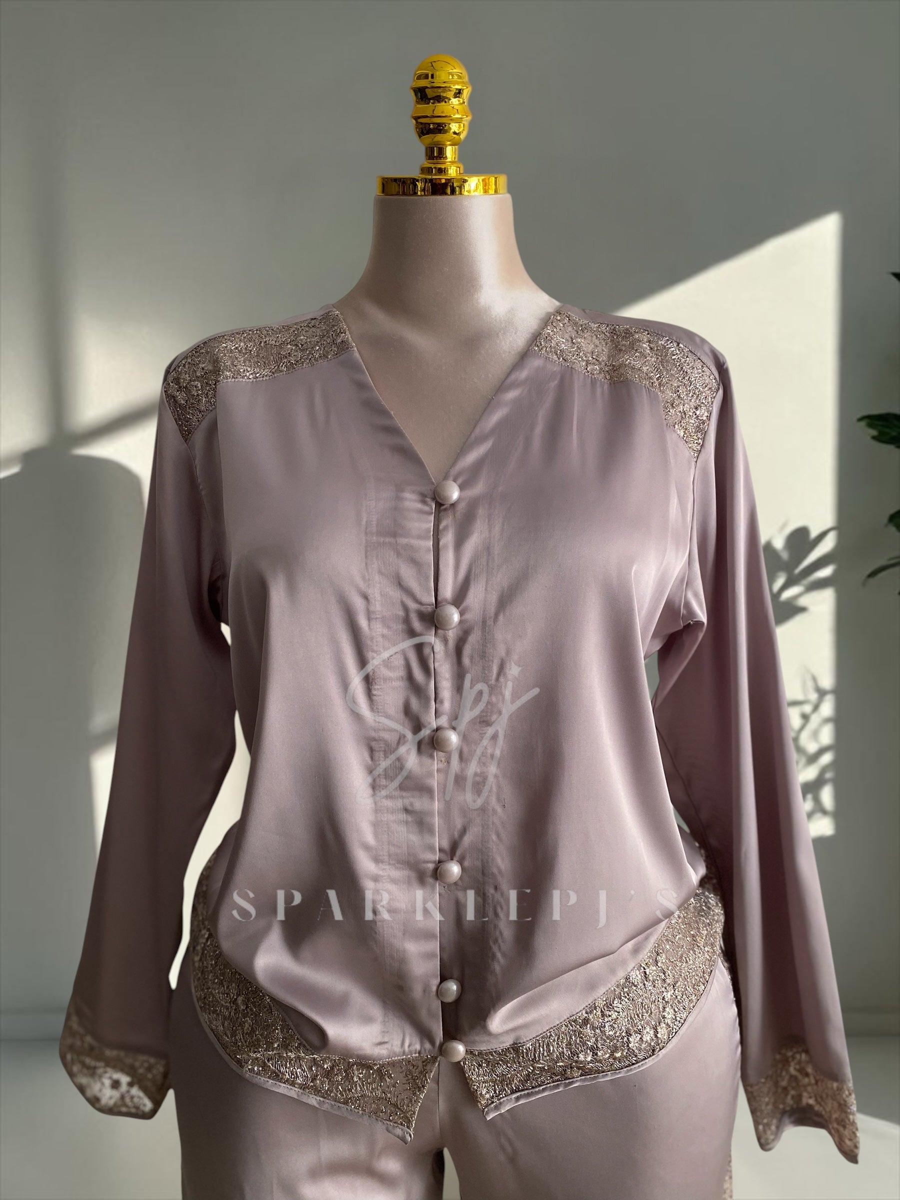 Elegant Satin Lace Pajama Set