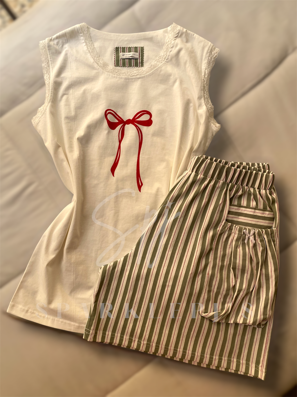 Ribbon Lounge Shorts Set