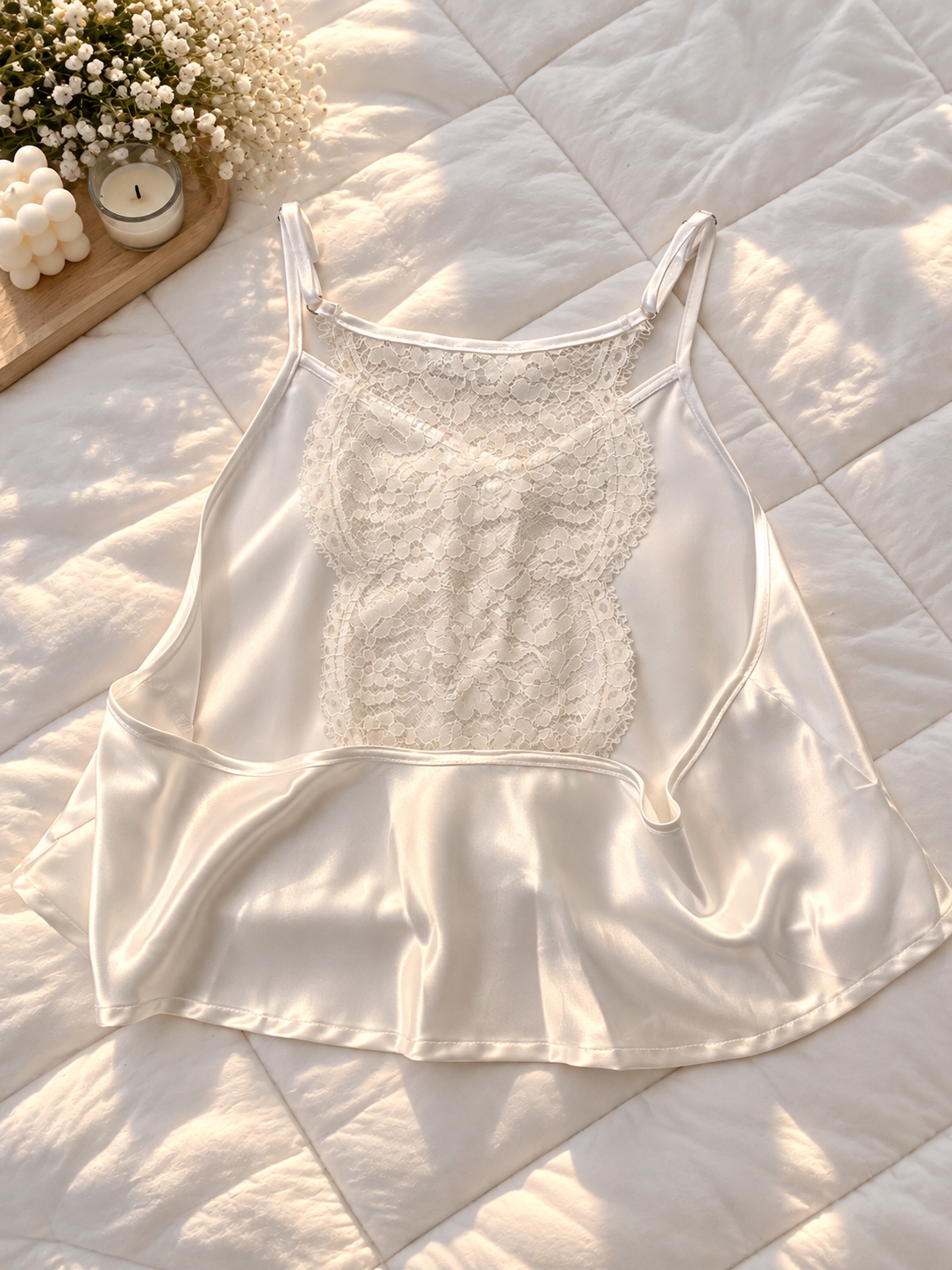 Satin Lace Short Set