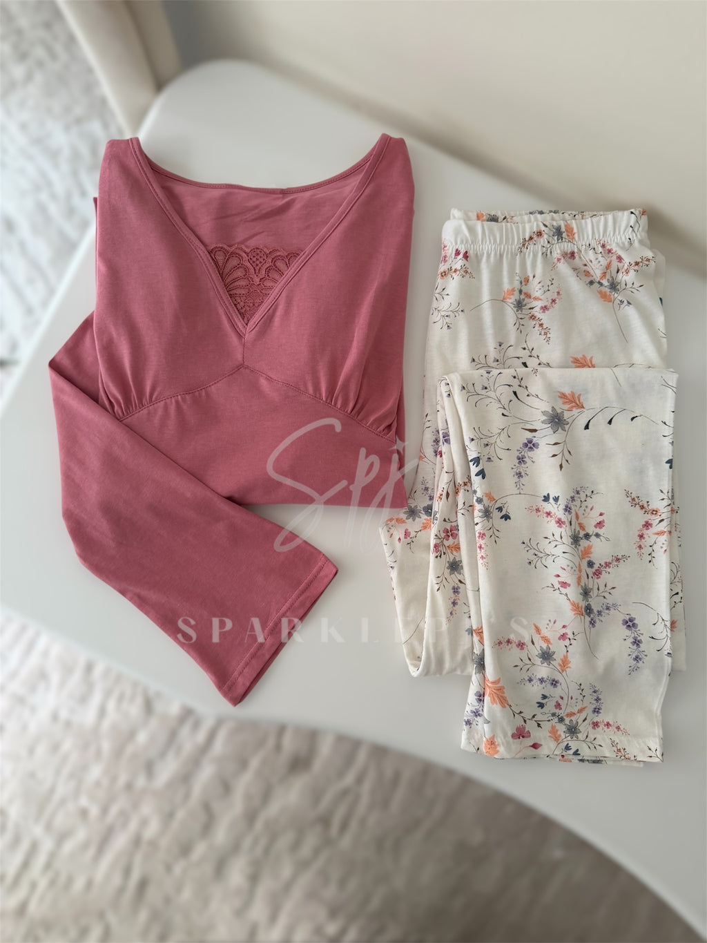 Elegant Lace Touch Pajama (Long-Sleeve)