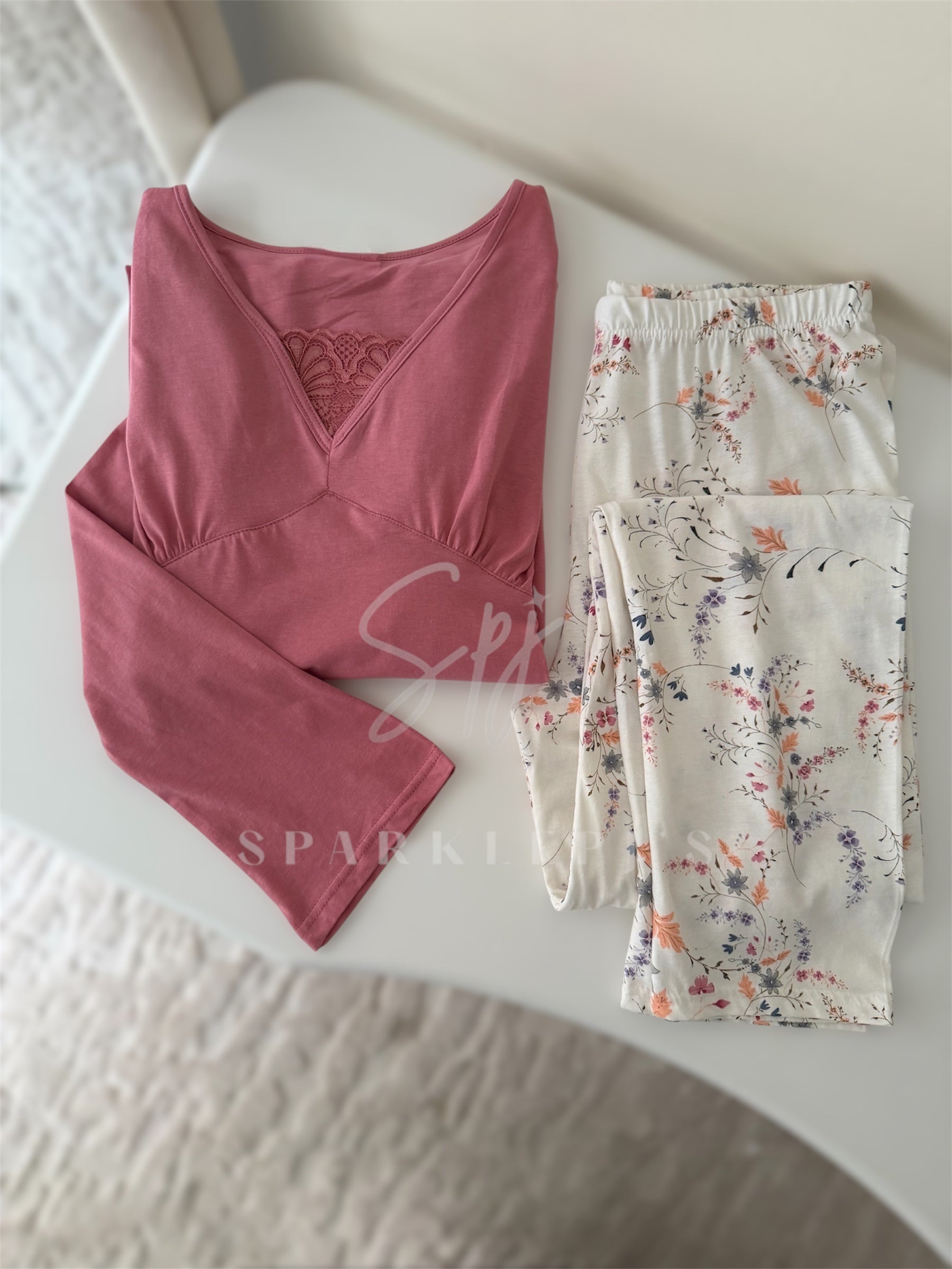 Elegant Lace Touch Pajama (Long-Sleeve)