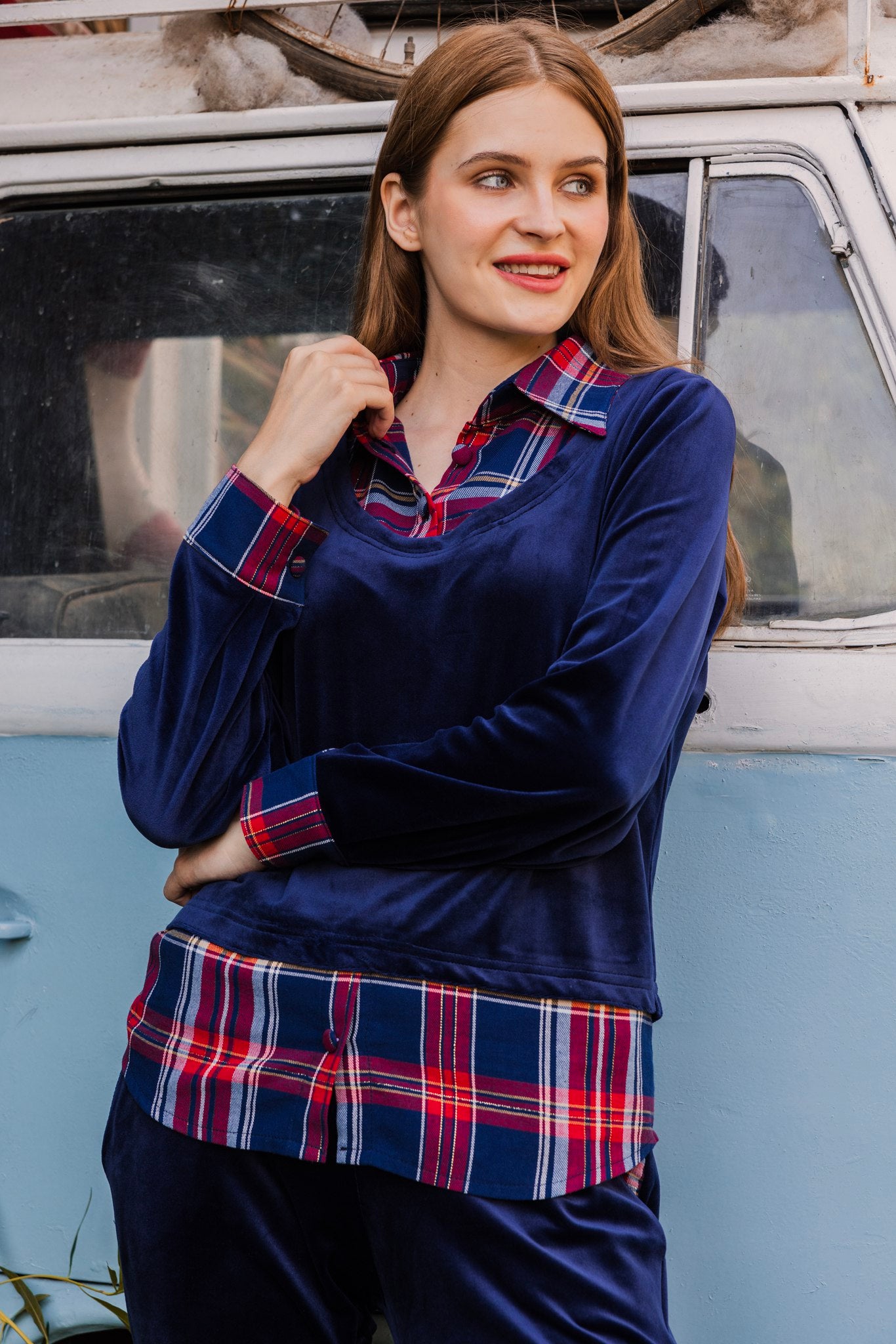 Cozy combo plaid pajama