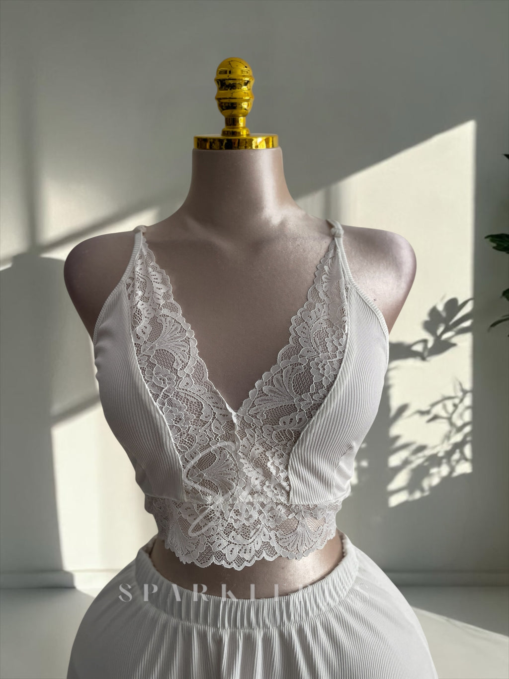 Lace Trim Skirt Pajama Set