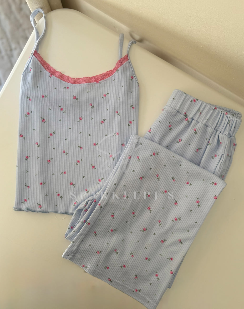 Sweet Petals Ribbed Set (Long-Pants)