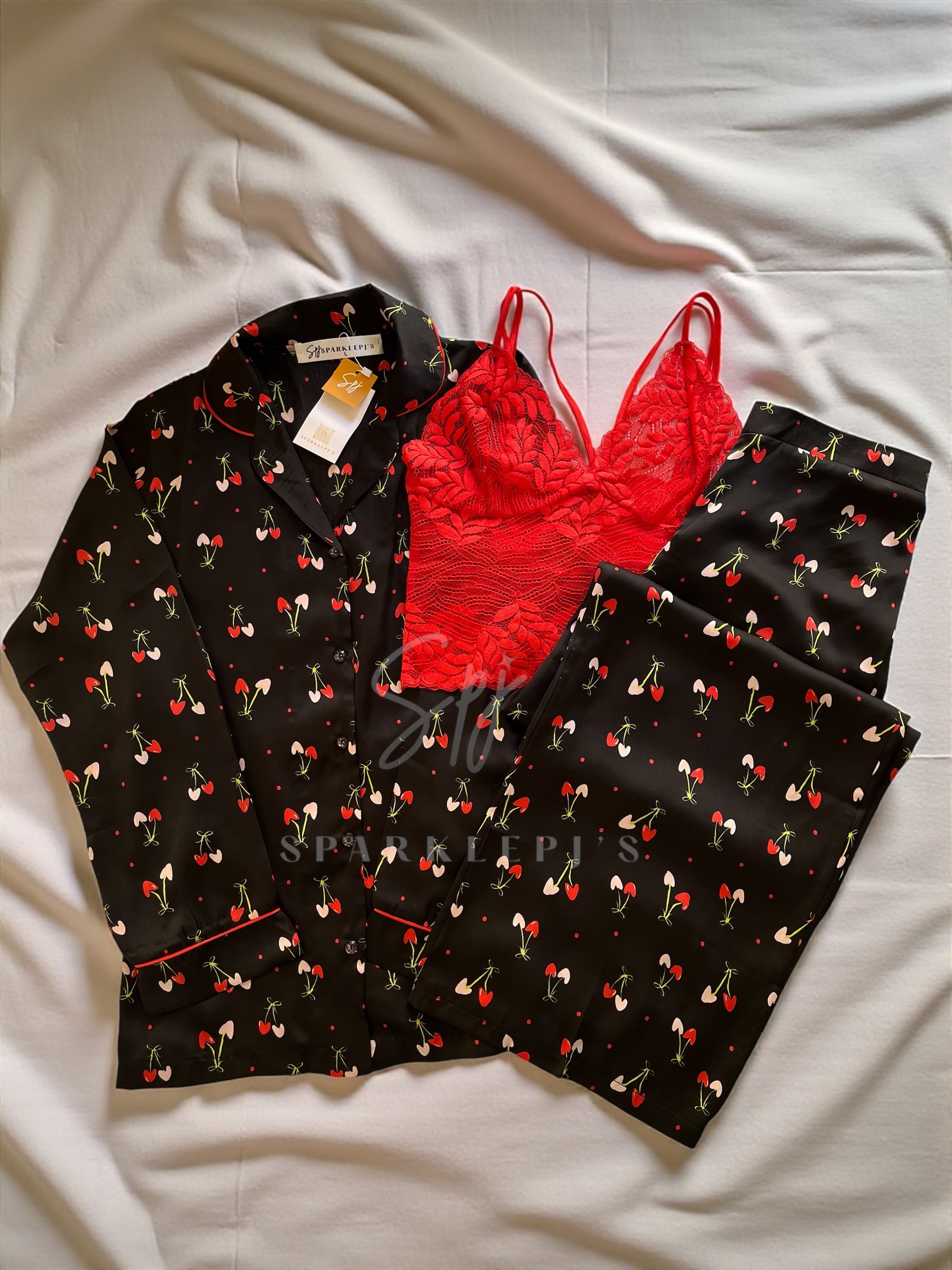 Cherry Love 3-Piece Pajamas (Long-pants)