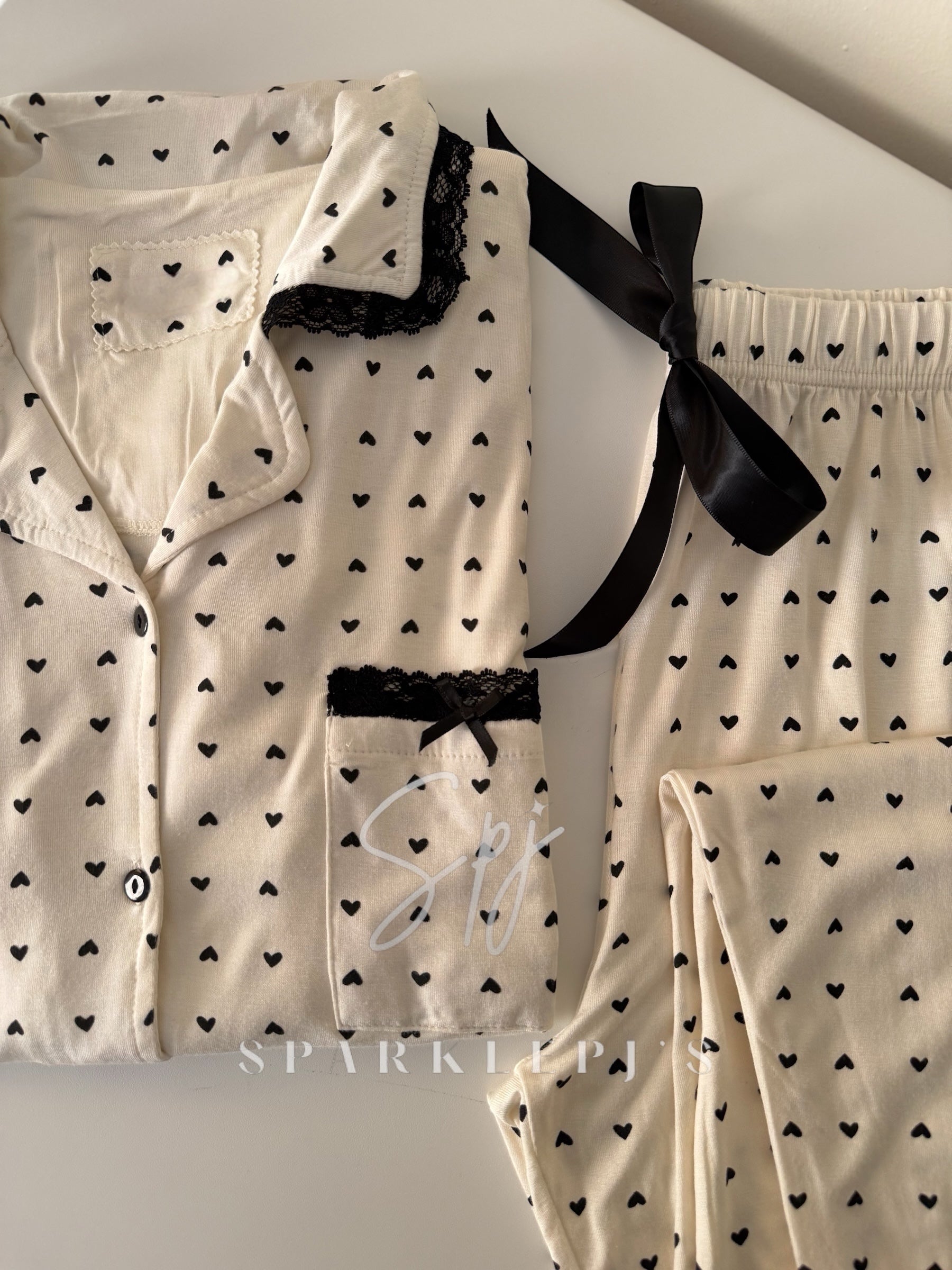 Heart Print Pajama Set