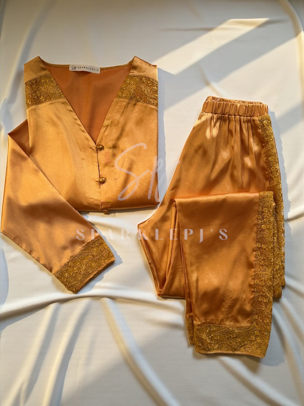 Elegant Satin Lace Pajama Set