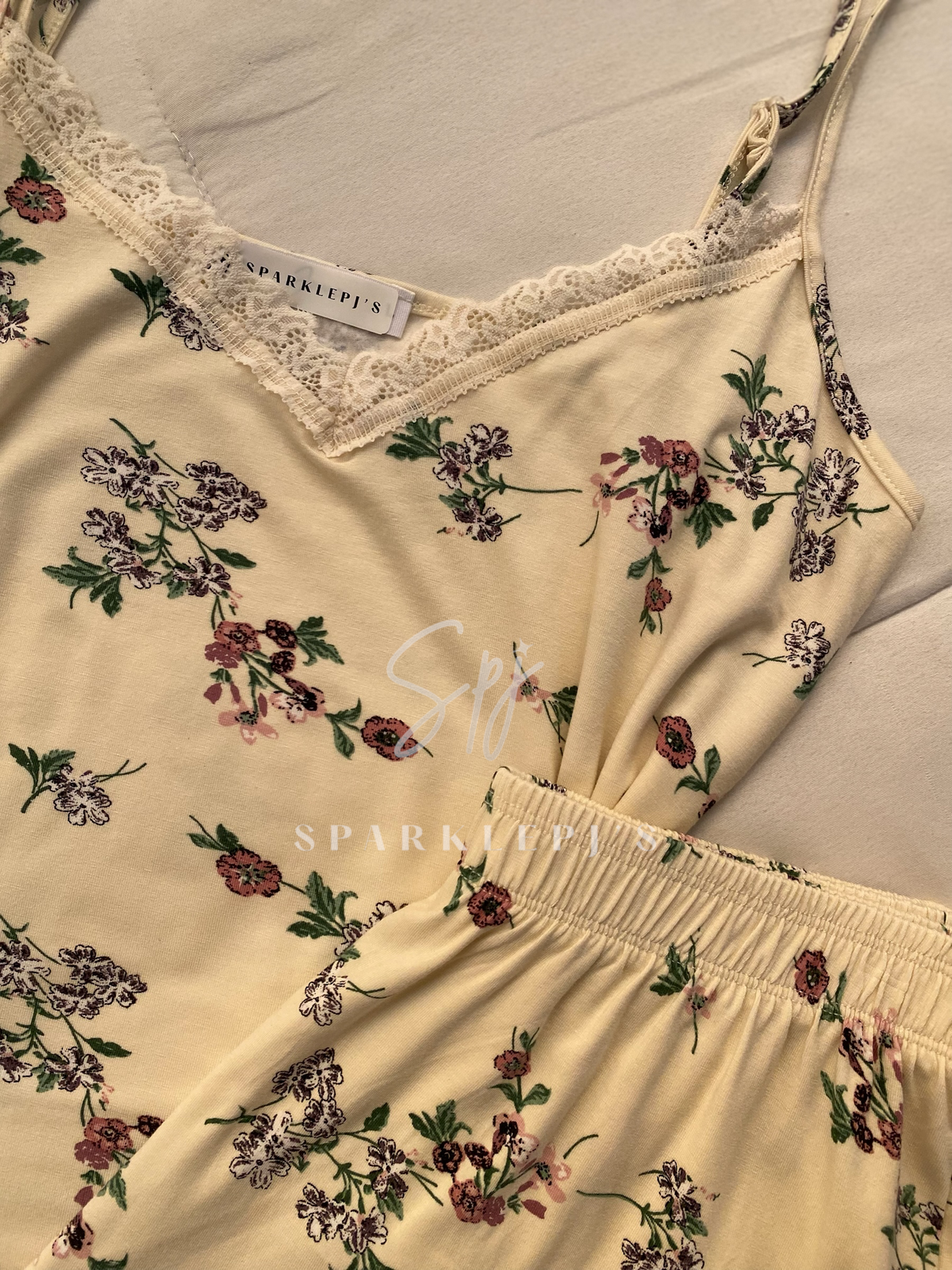 Floral Lace Short Pajama Set