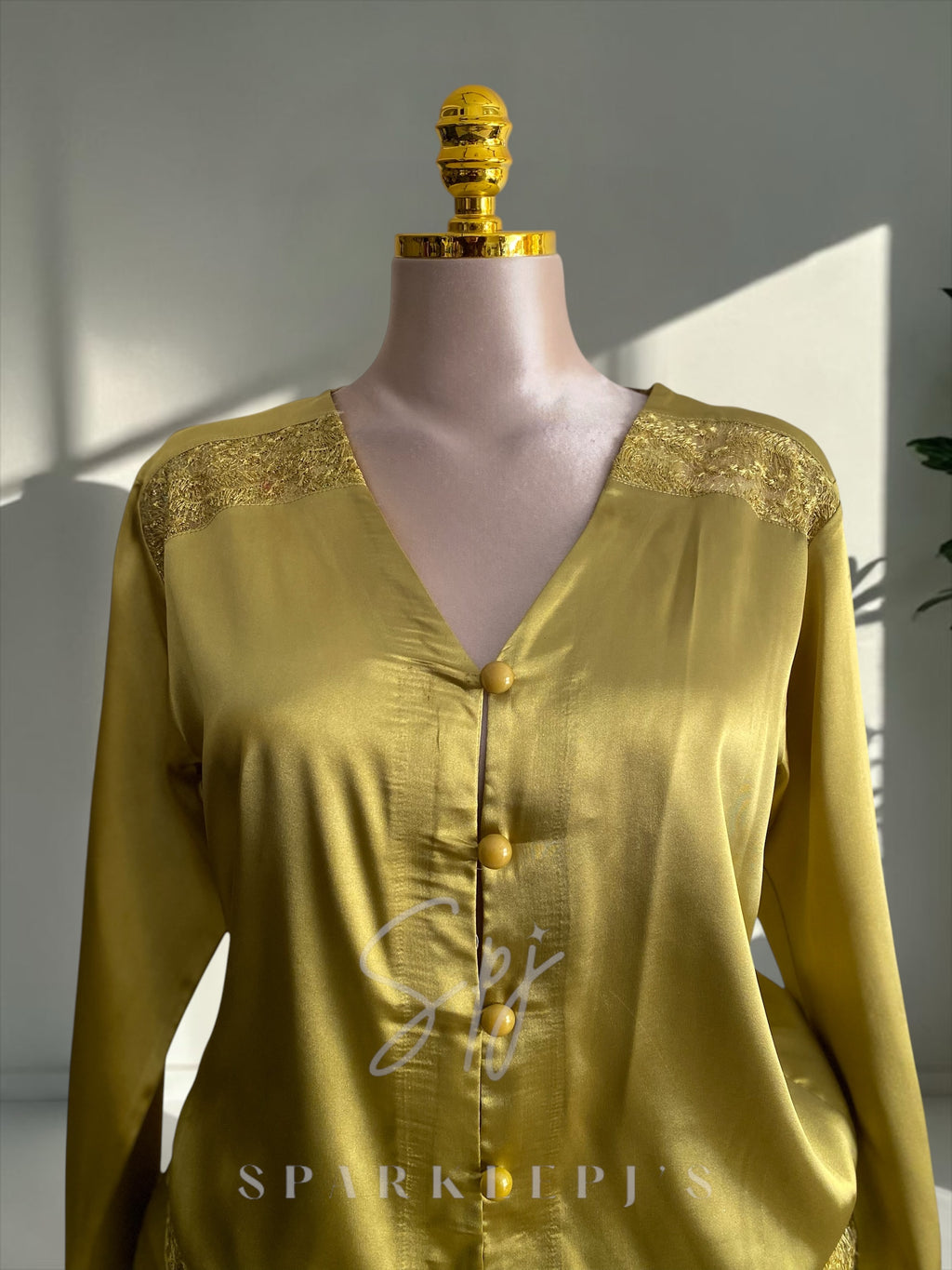 Elegant Satin Lace Pajama Set