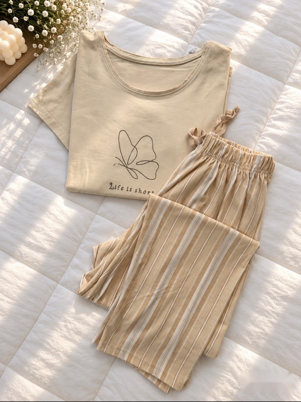 Butterfly Stripe Pajama Set