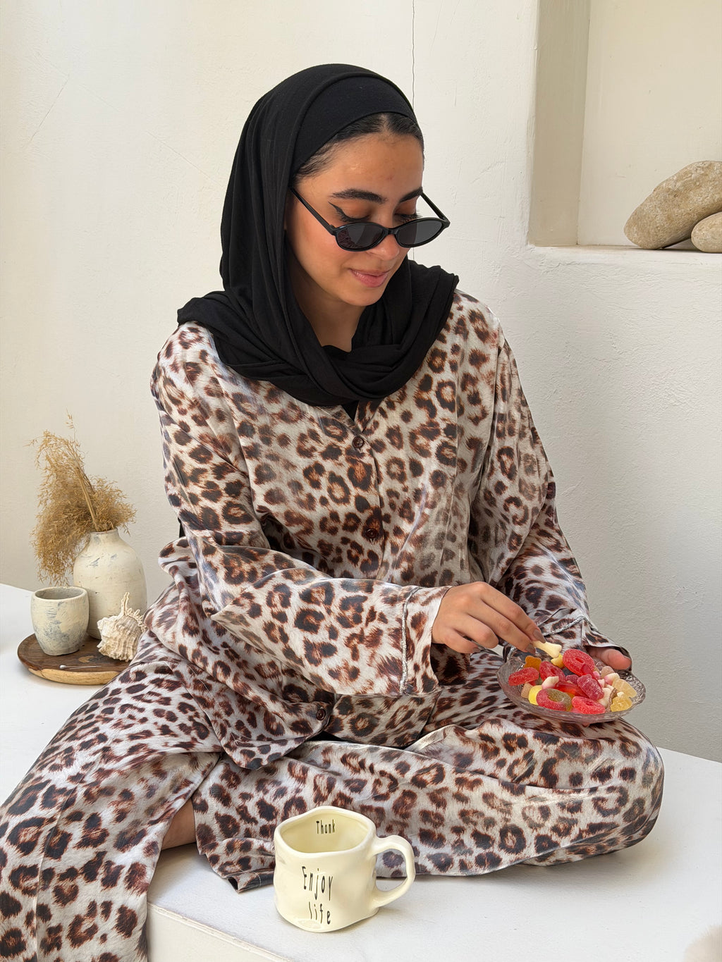 Soft Leopard Satin Set