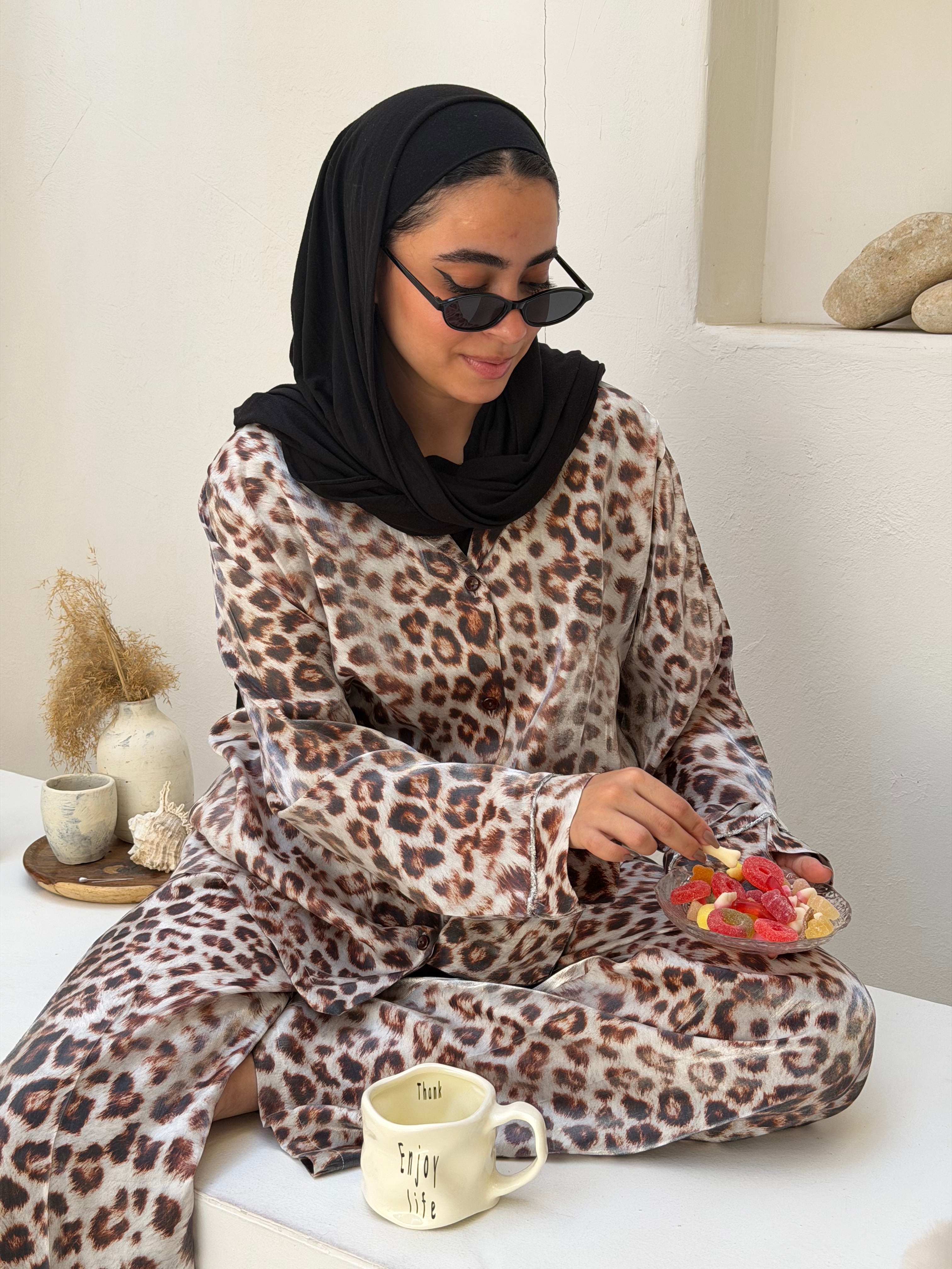Soft Leopard Satin Set