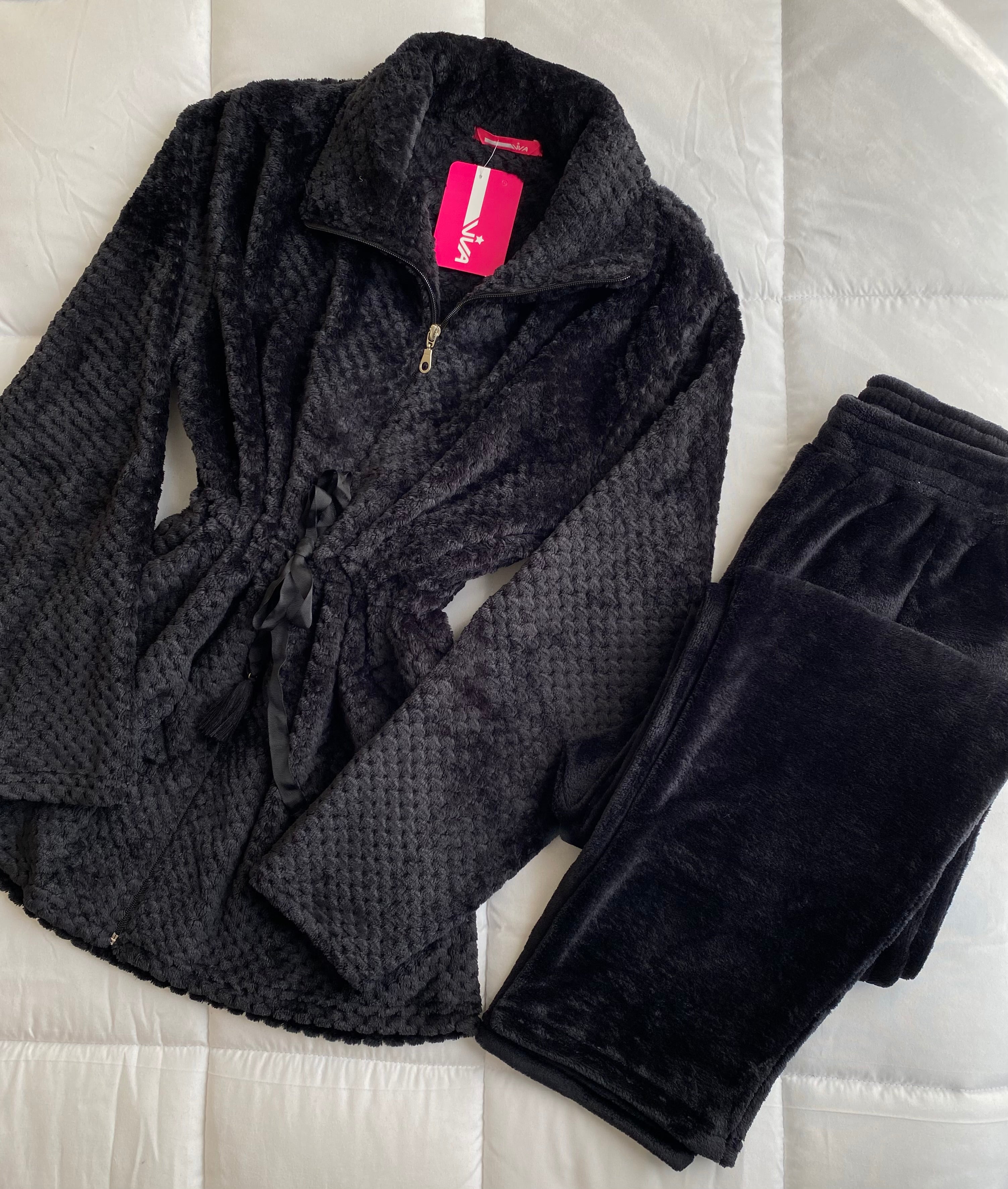 Fur pajama with front zipper