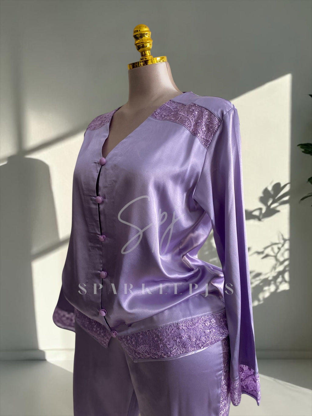 Elegant Satin Lace Pajama Set