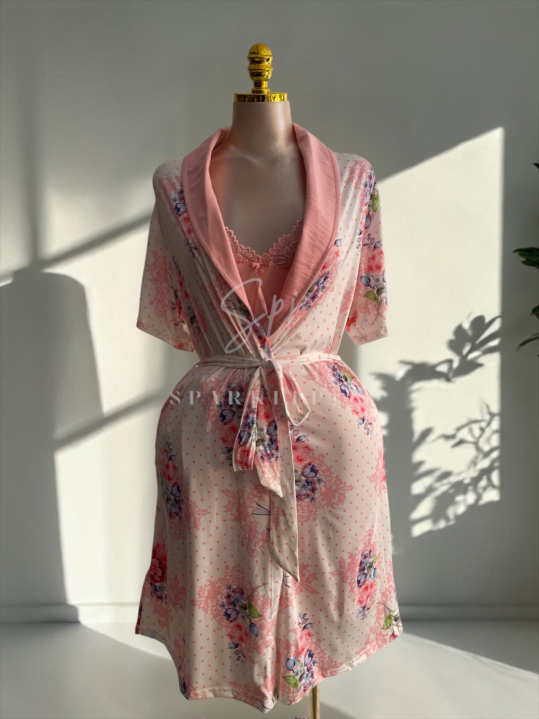 Floral Lace Nightdress & Robe Set