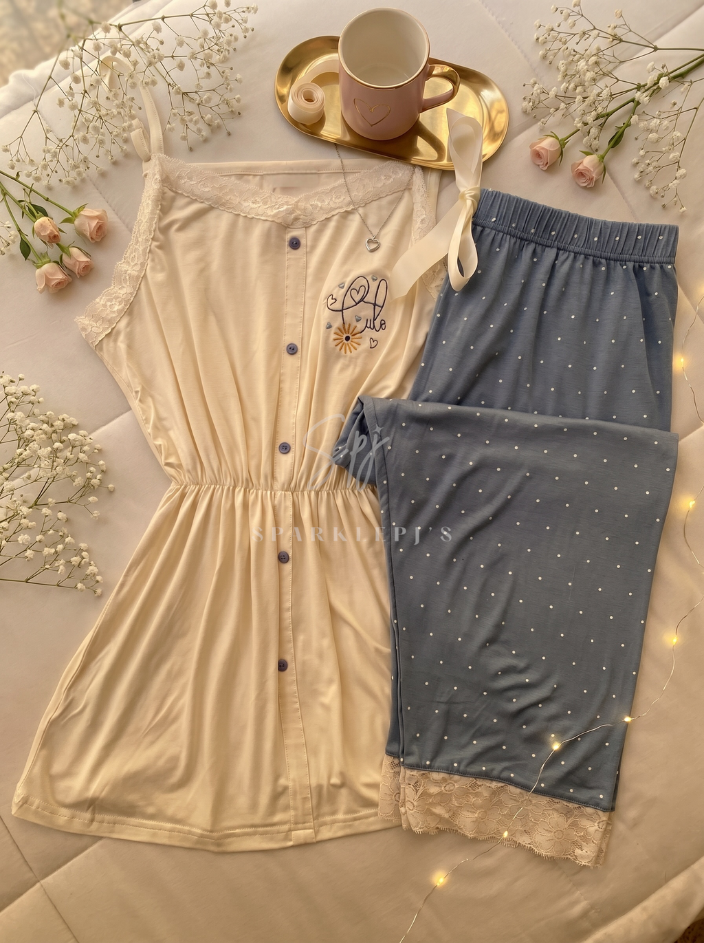 Sweet Love Lace Bermuda Pajama Set