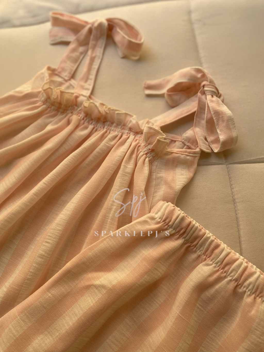 Sweet Bow Striped Pajama Set (Short)