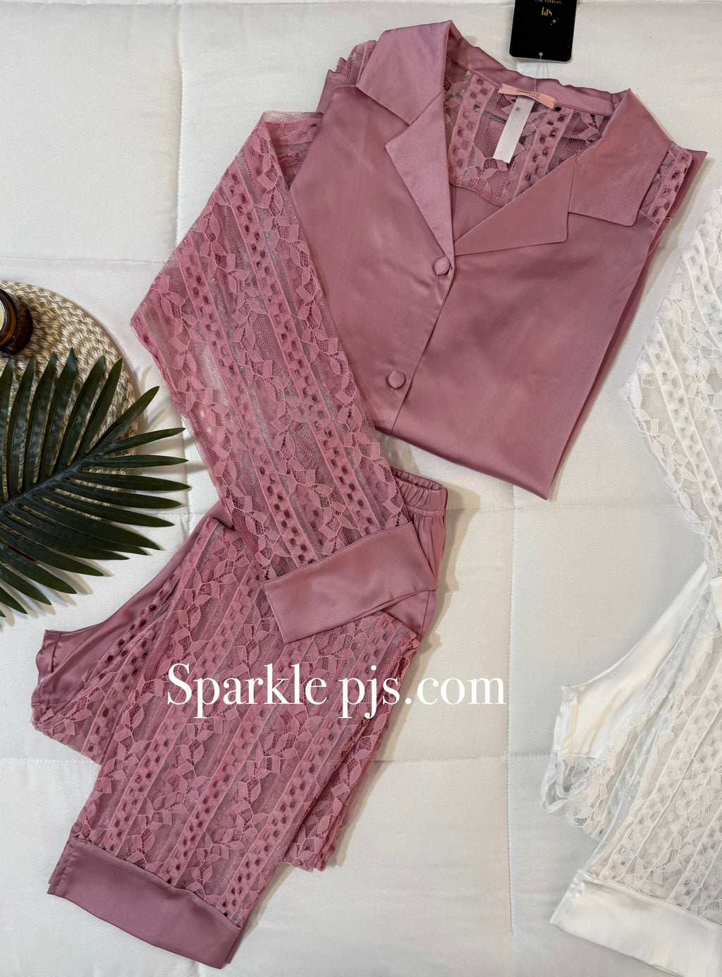 Matching lace-trimmed pants