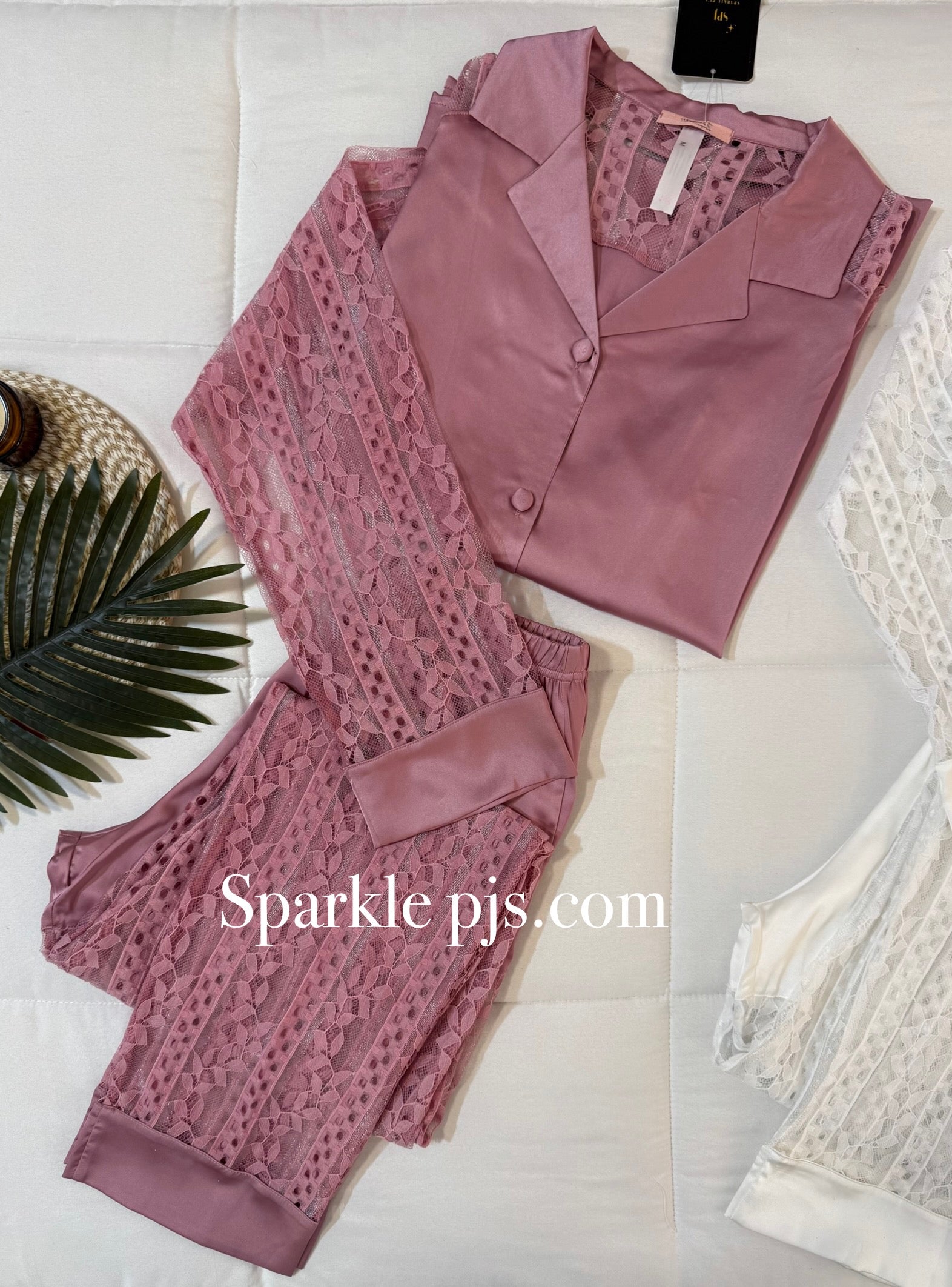 Matching lace-trimmed pants