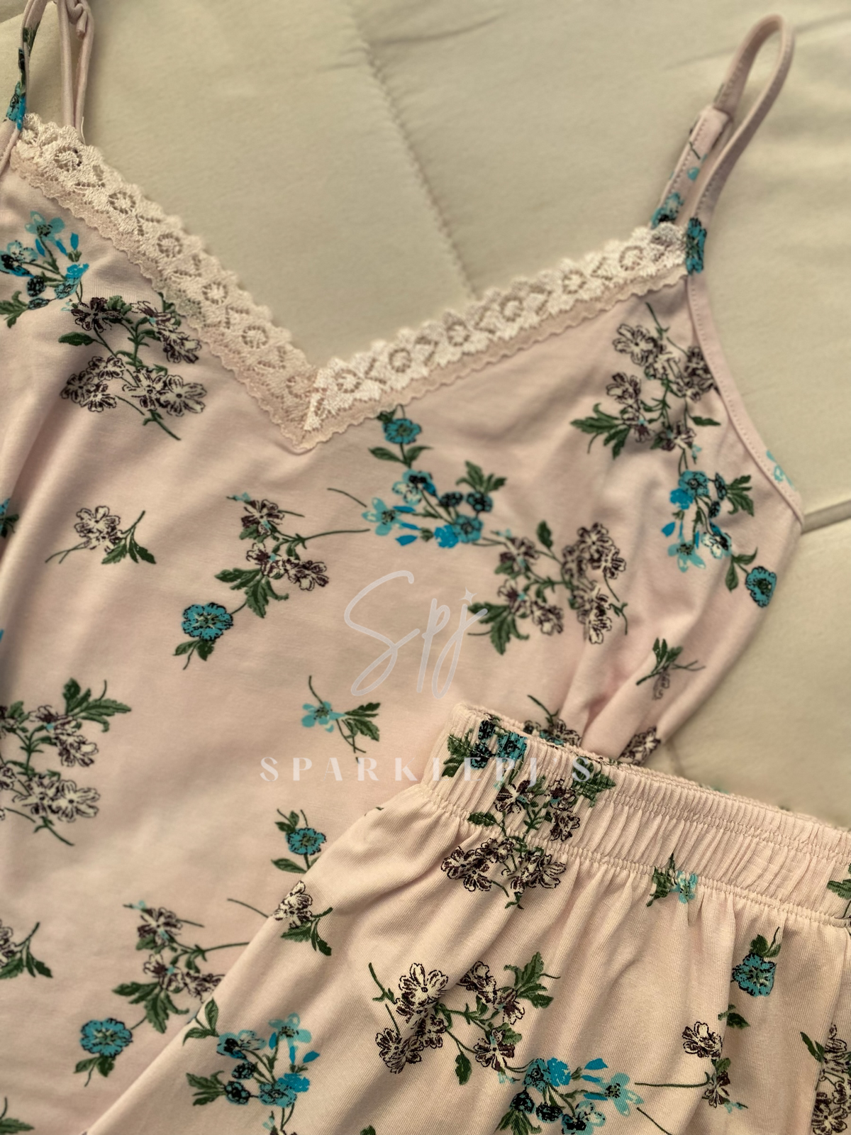 Floral Lace Short Pajama Set