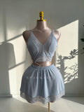Lace Trim Skirt Pajama Set