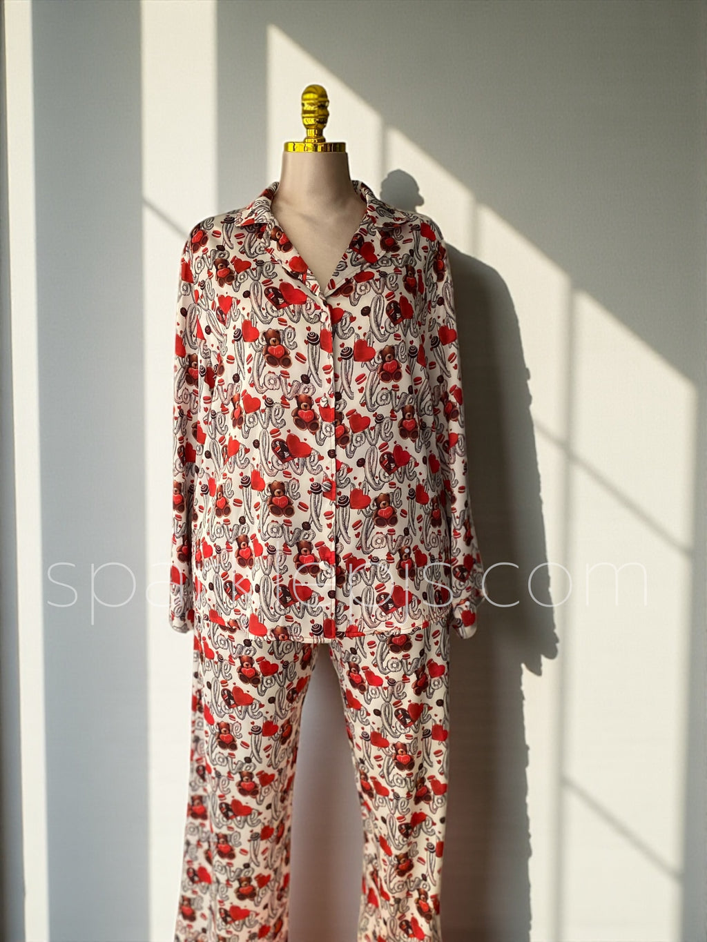 Love-Themed Button-Up Pajamas